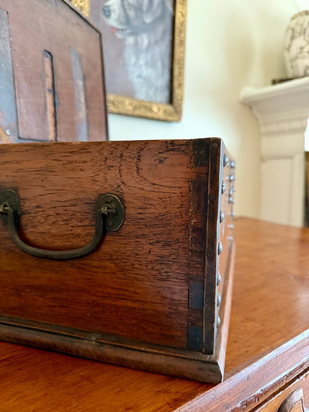Antique Table Top Wooden Trunk Box
