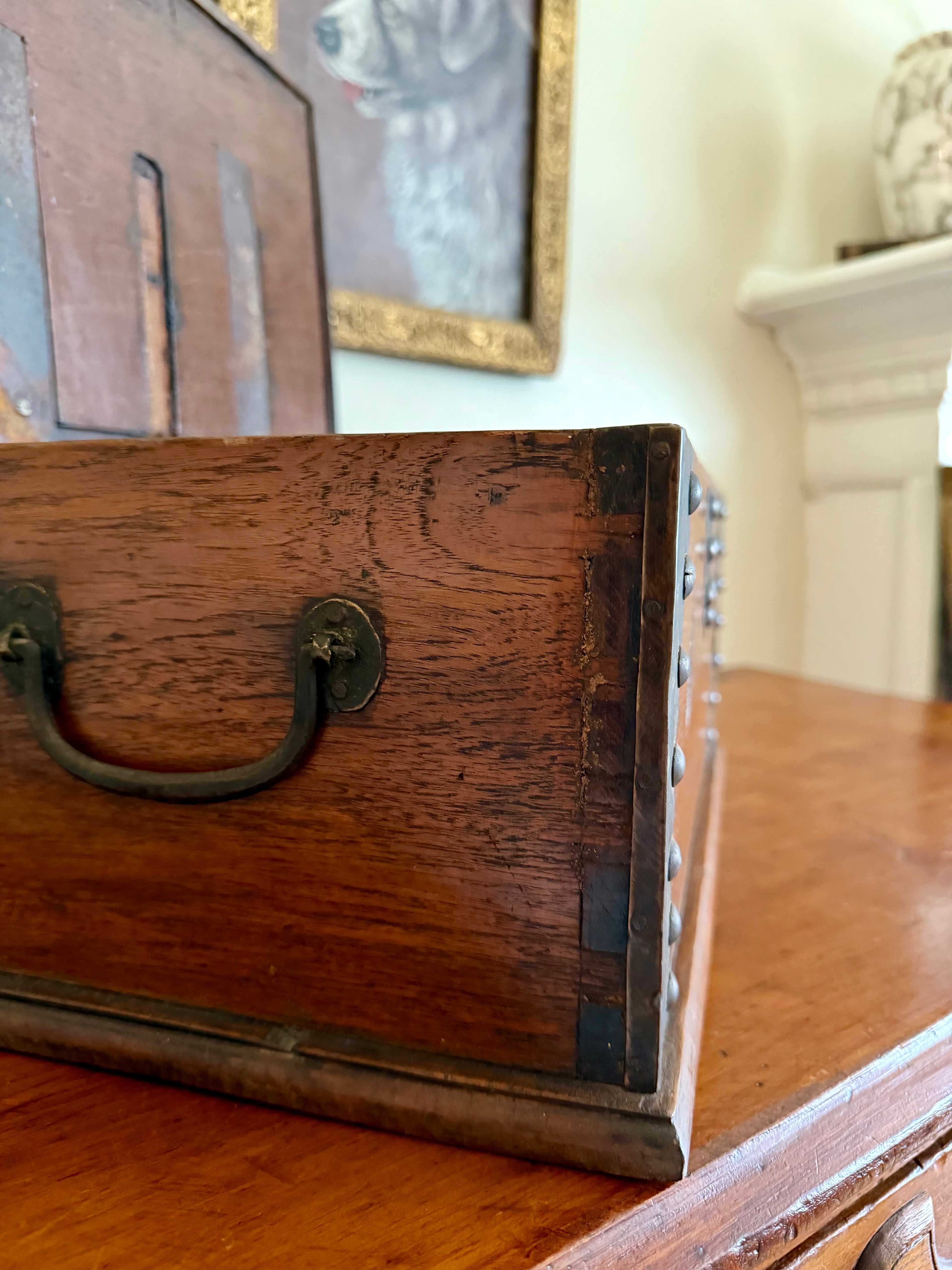 Antique Table Top Wooden Trunk Box