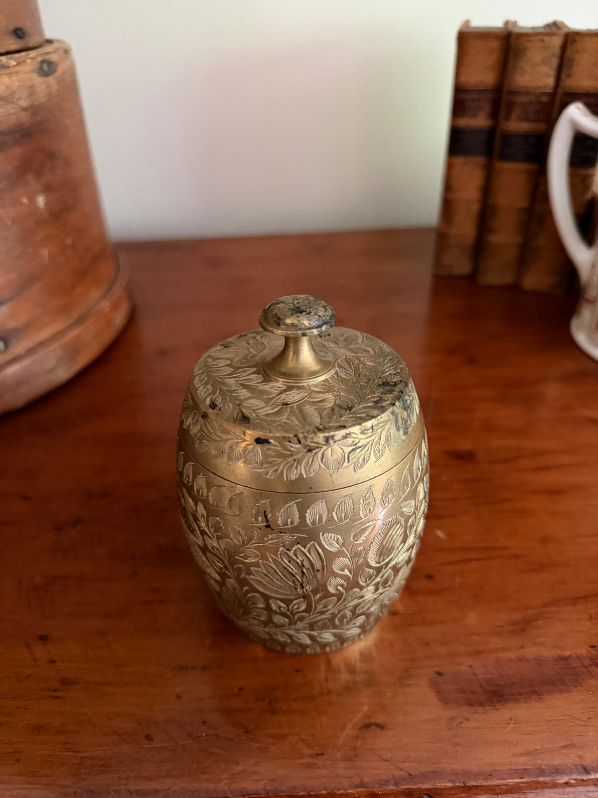 Brass Etched Lidded Dish