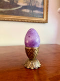 Purple Alabaster Egg w/ Brass Stand