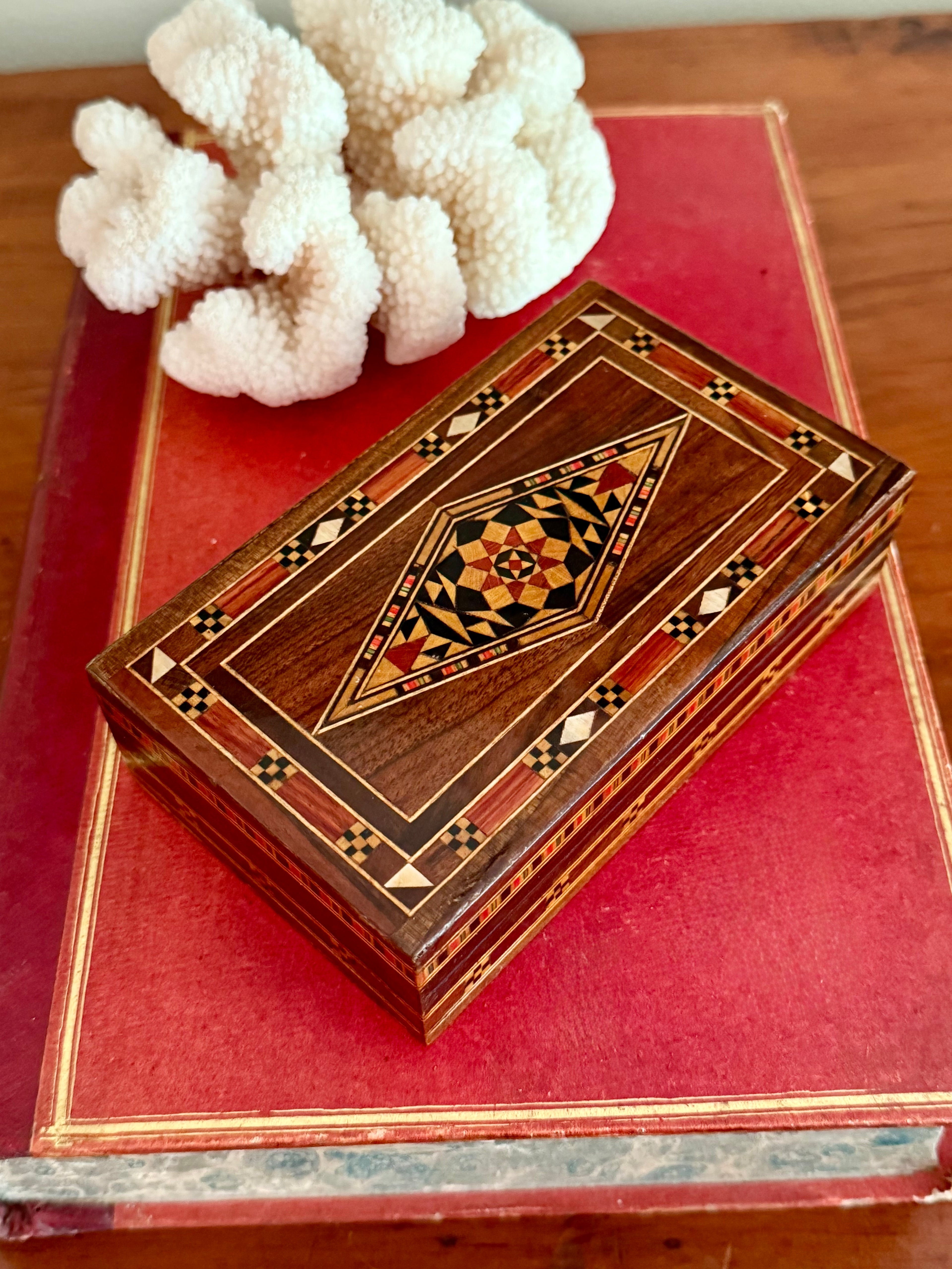 Small Wooden Inlaid Mosaisc Box