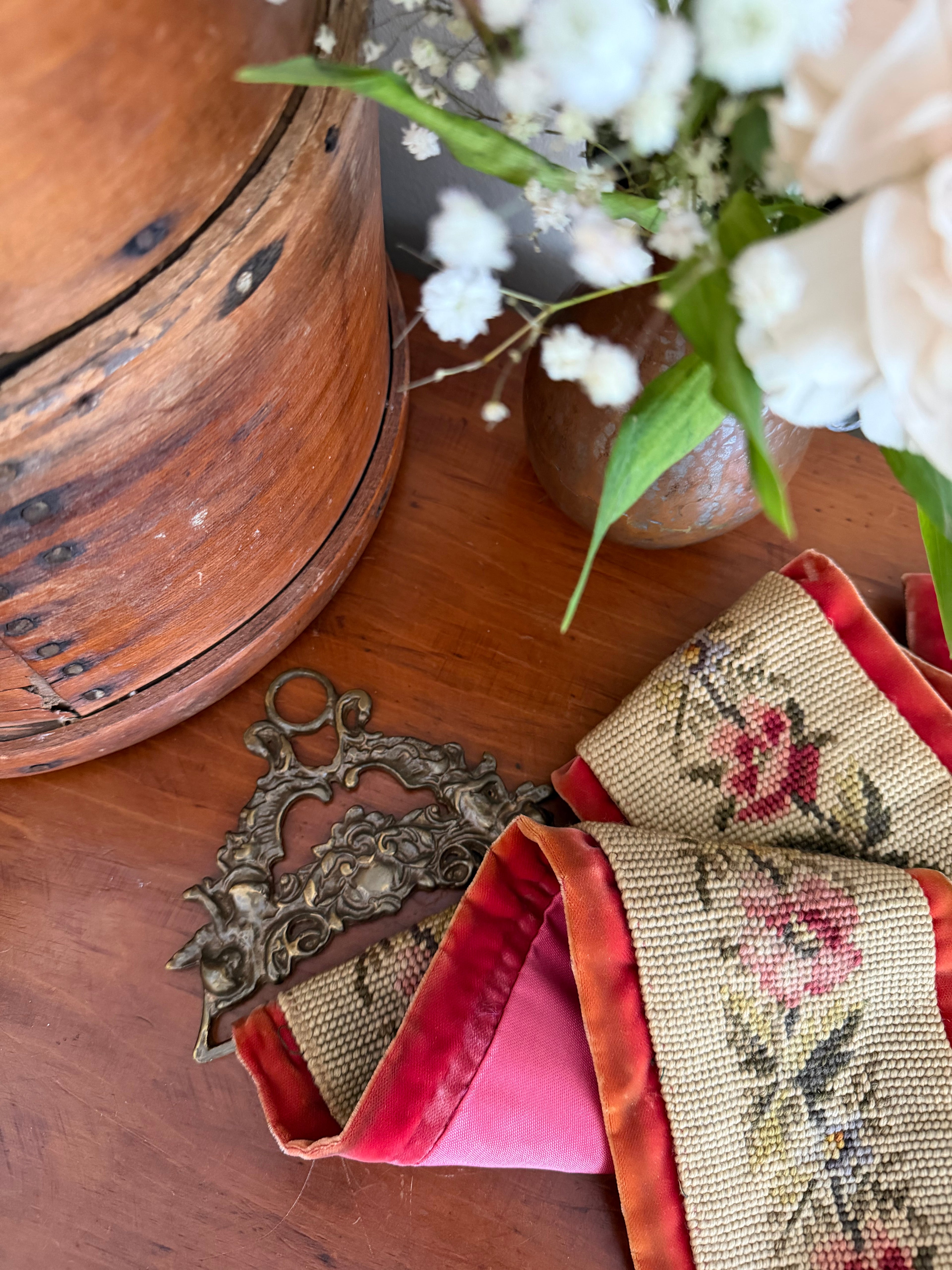 Floral Needle Point Bell Pull