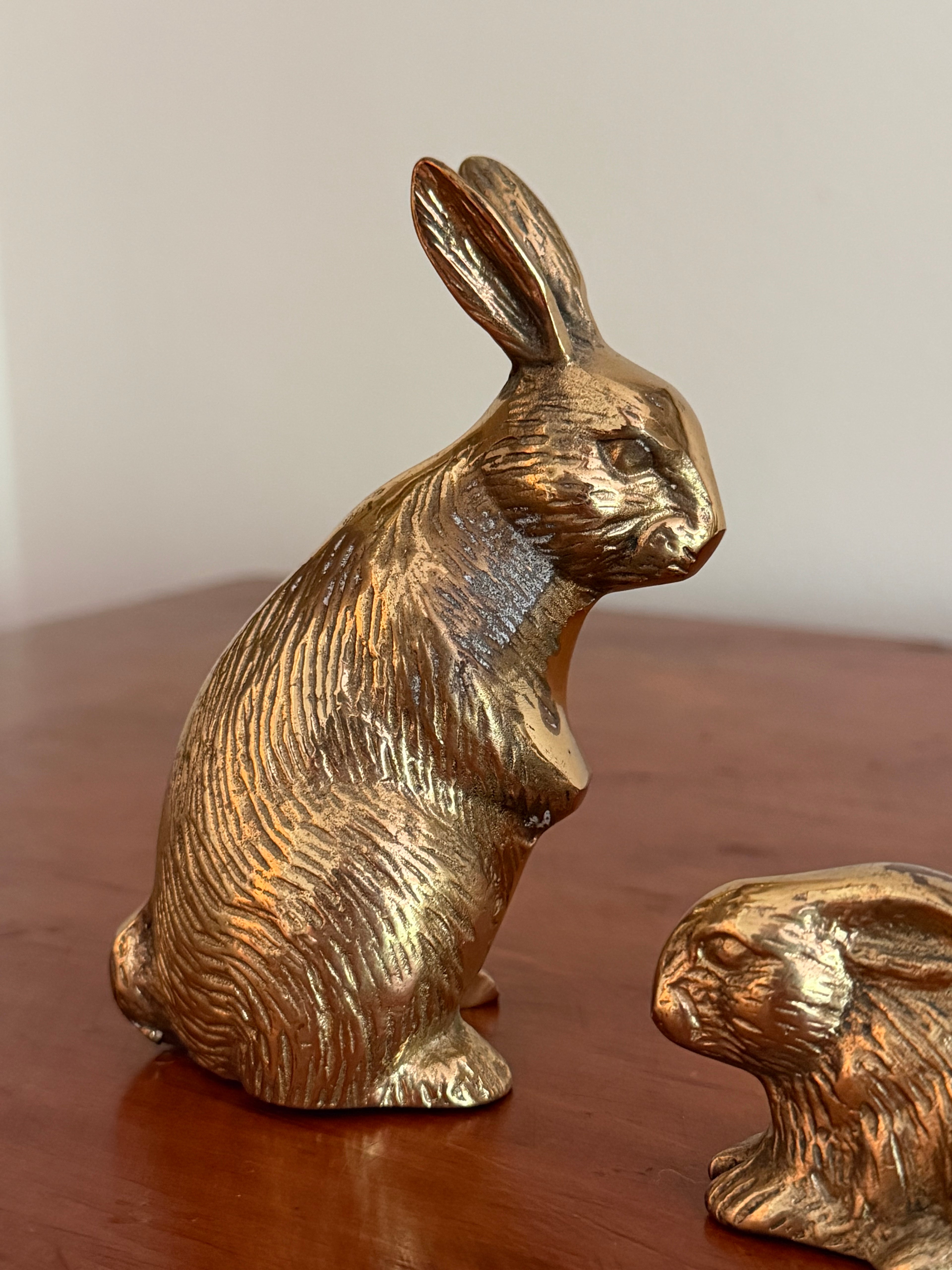 Set of 3 Brass Bunnies