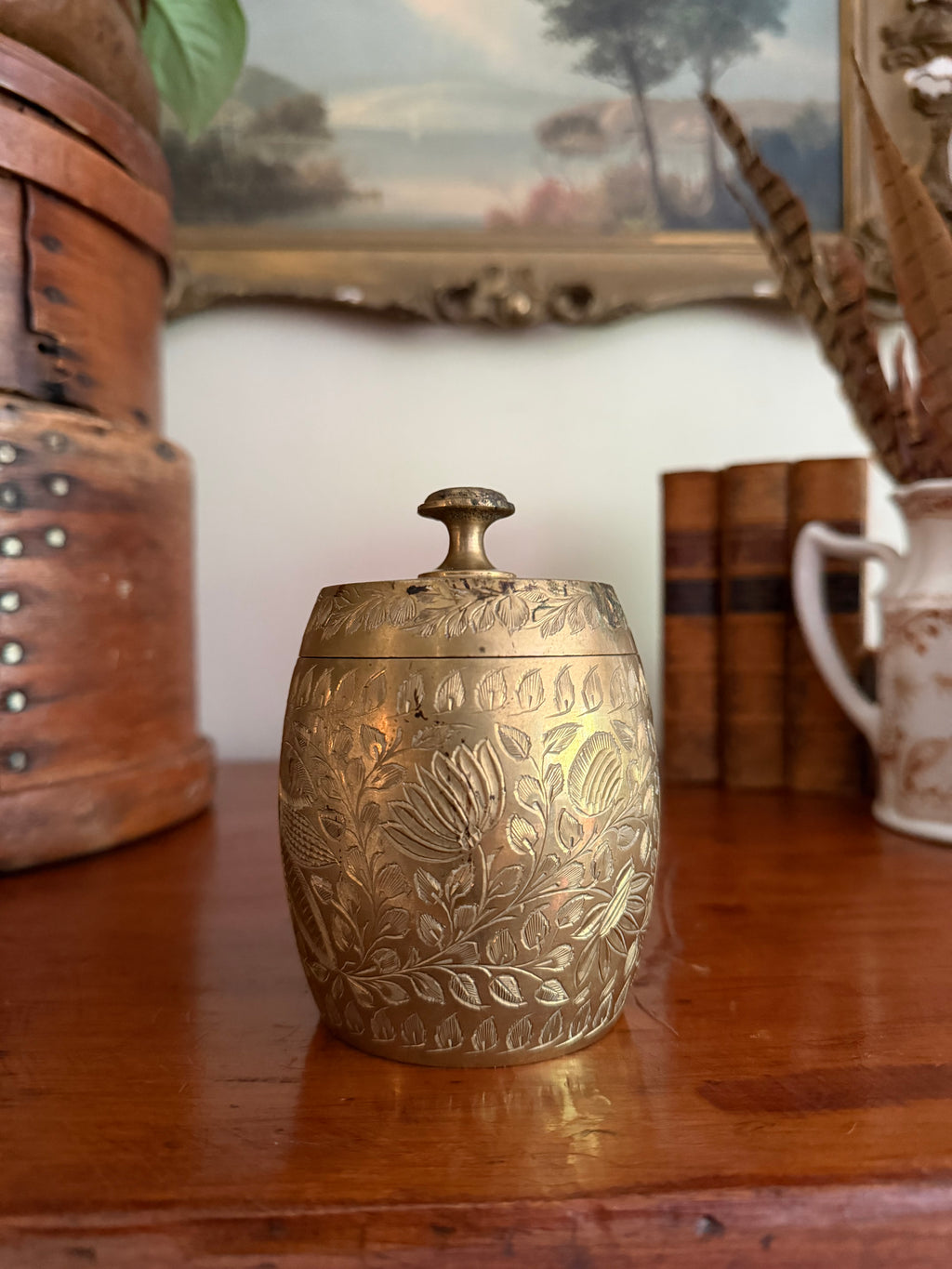 Brass Etched Lidded Dish