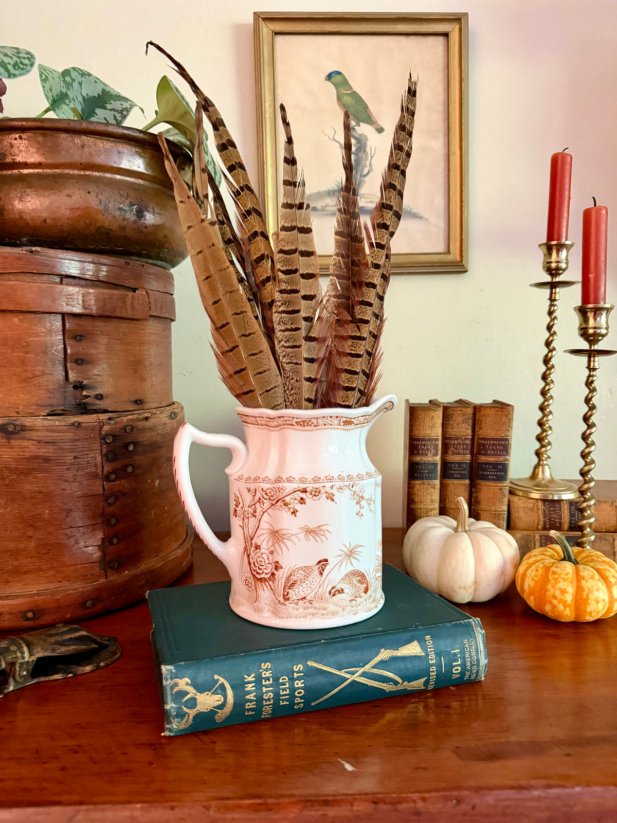 Vintage Furnivals "Quail Brown" Transferware Pitcher