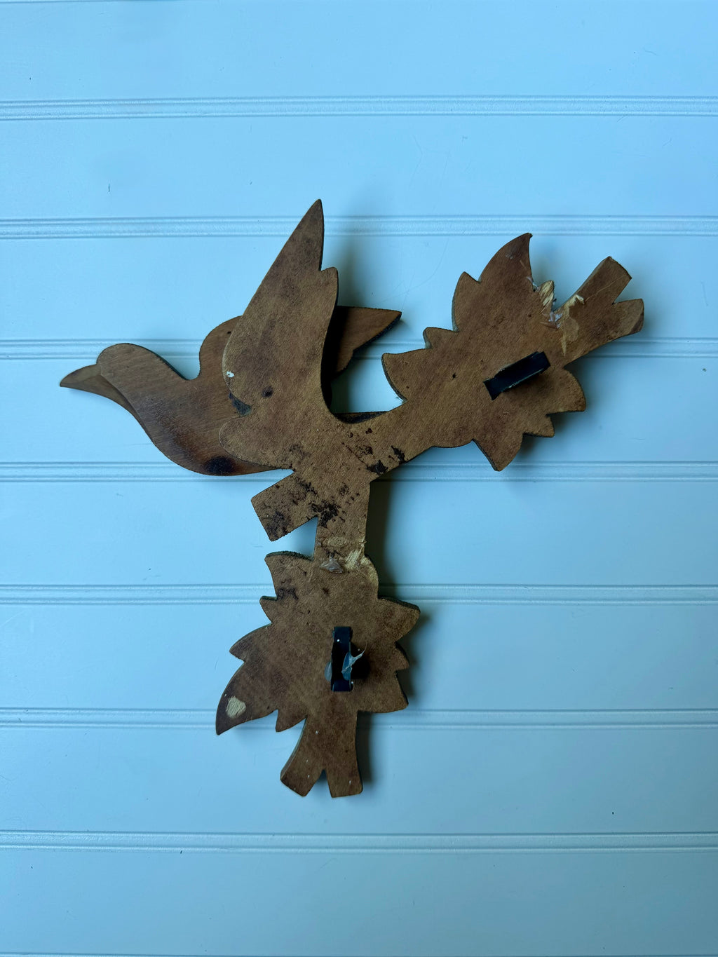 Hand-Carved Black Forest Cuckoo Clock Bird & Leaf Pediment Topper