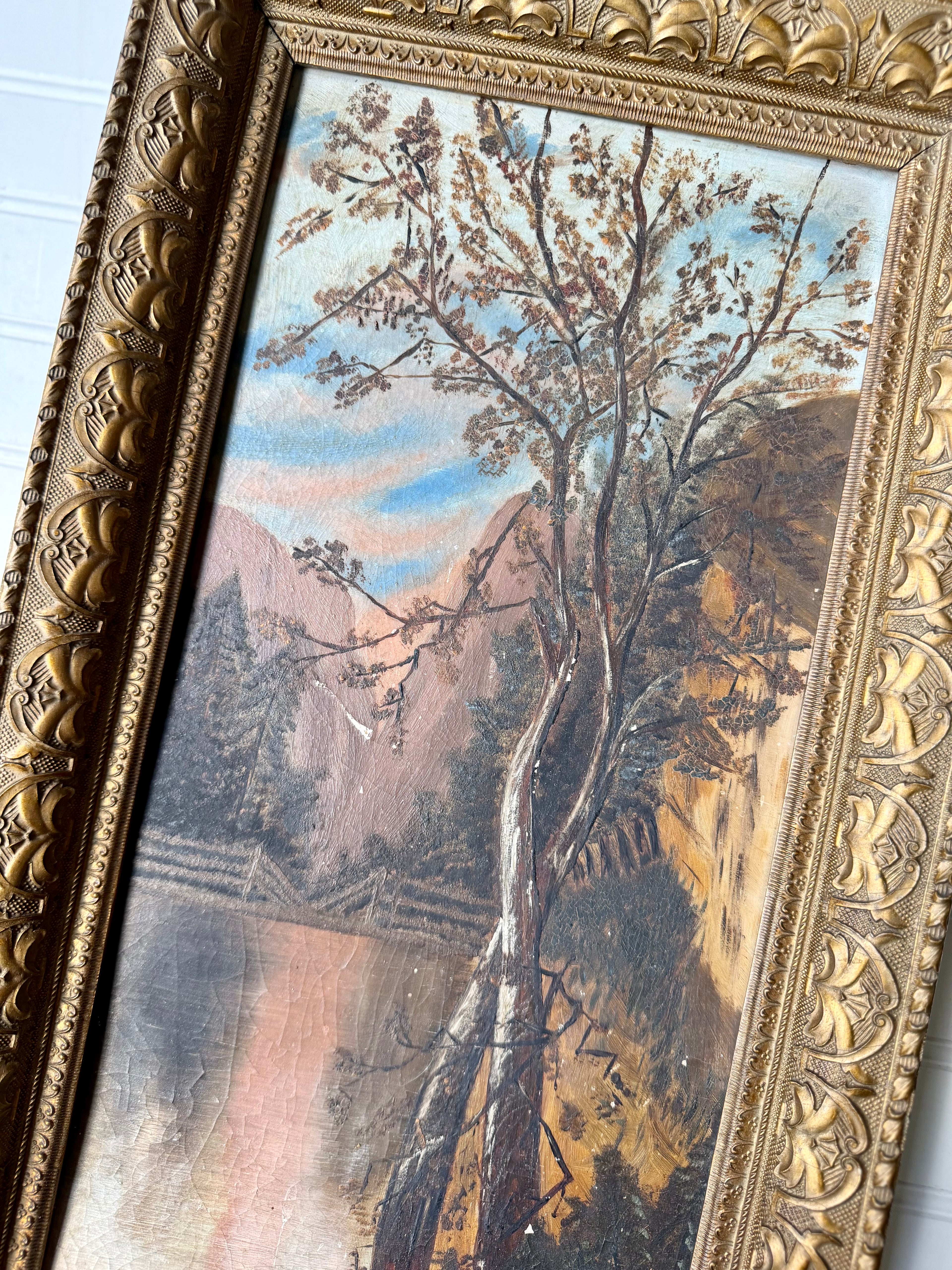 Antique Landscape Oil on Board