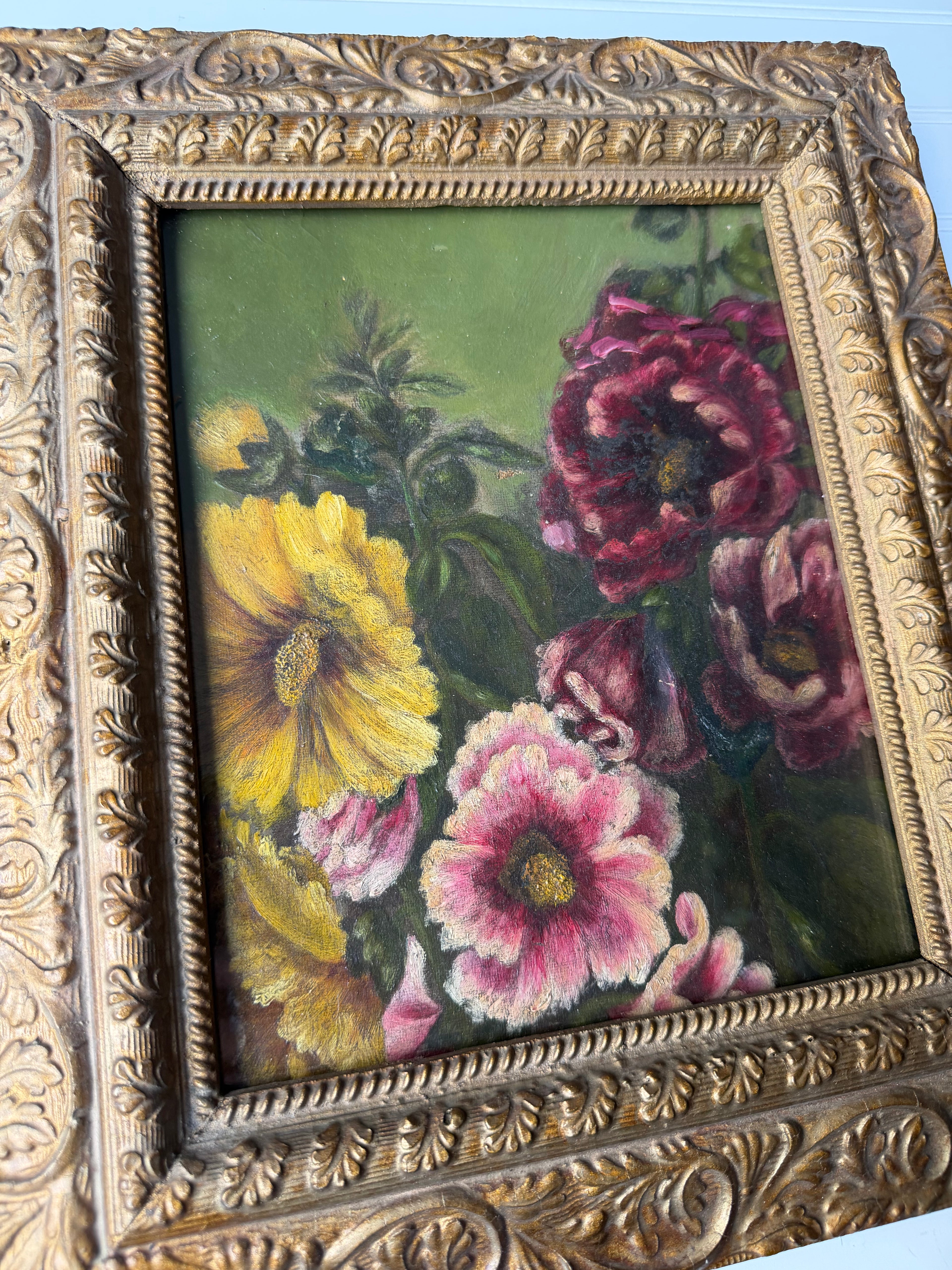 Antique Downsized Oil in Guilt Frame