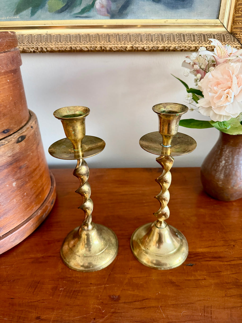 Twisted Brass Candle Holders