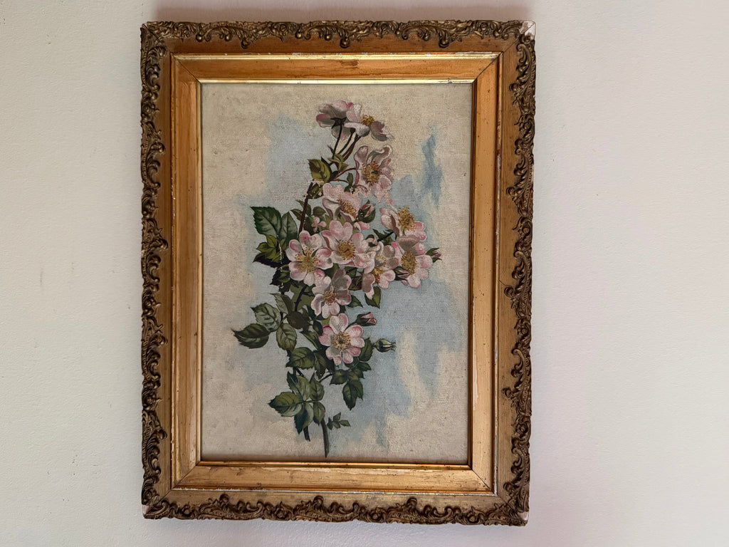 Antique Dogwood Oil Painting on Canvas (1888)