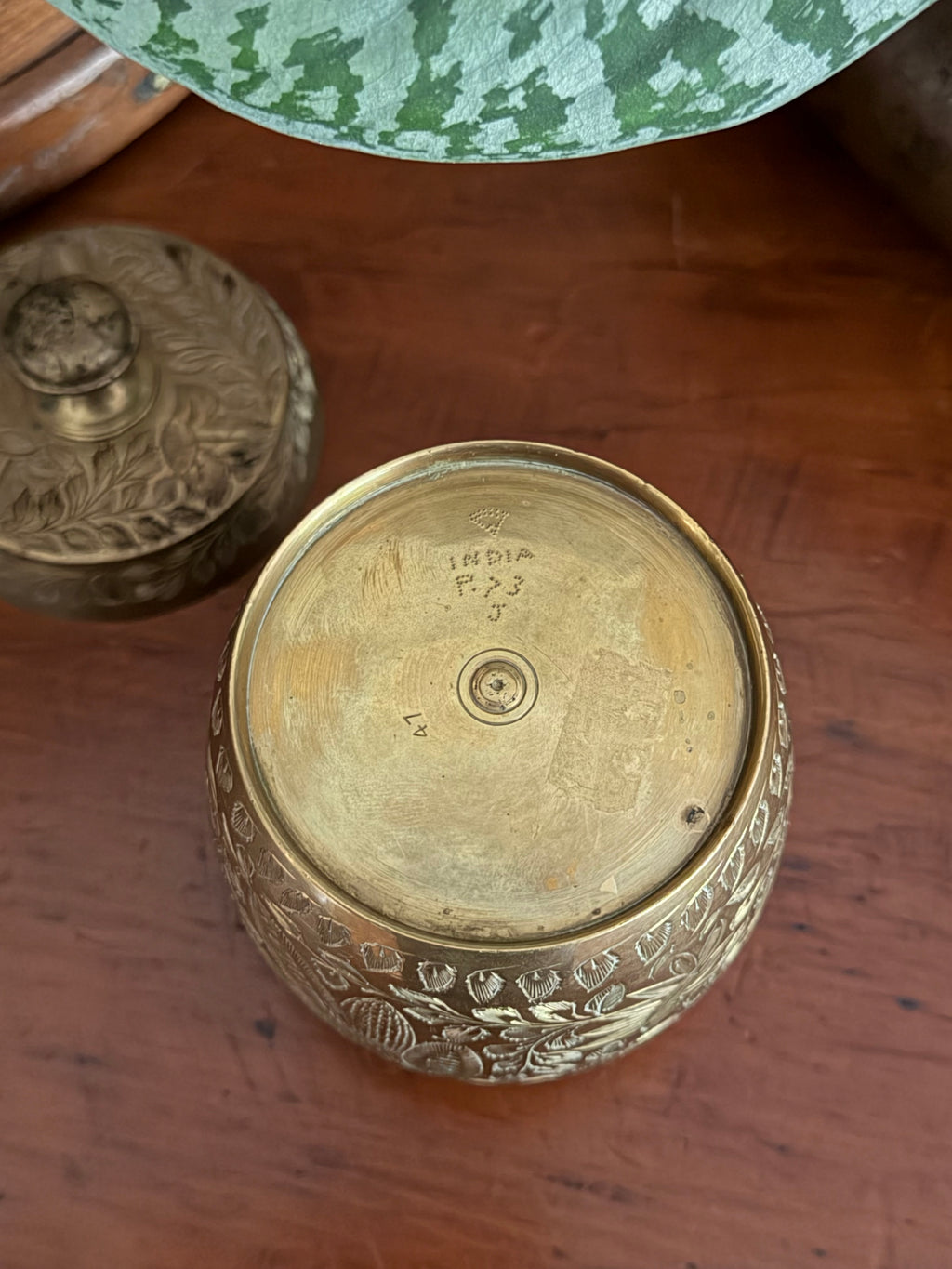 Brass Etched Lidded Dish