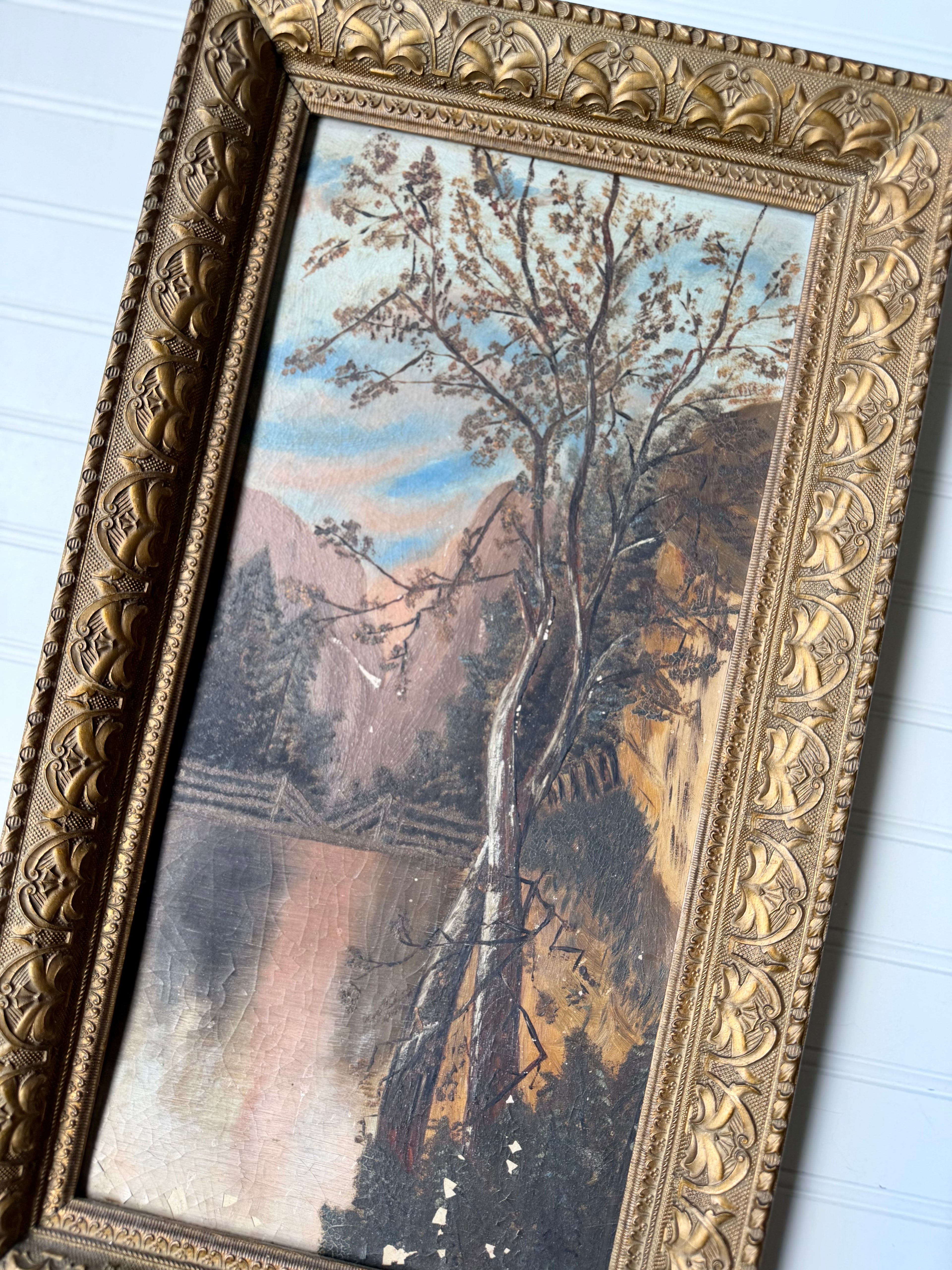 Antique Landscape Oil on Board