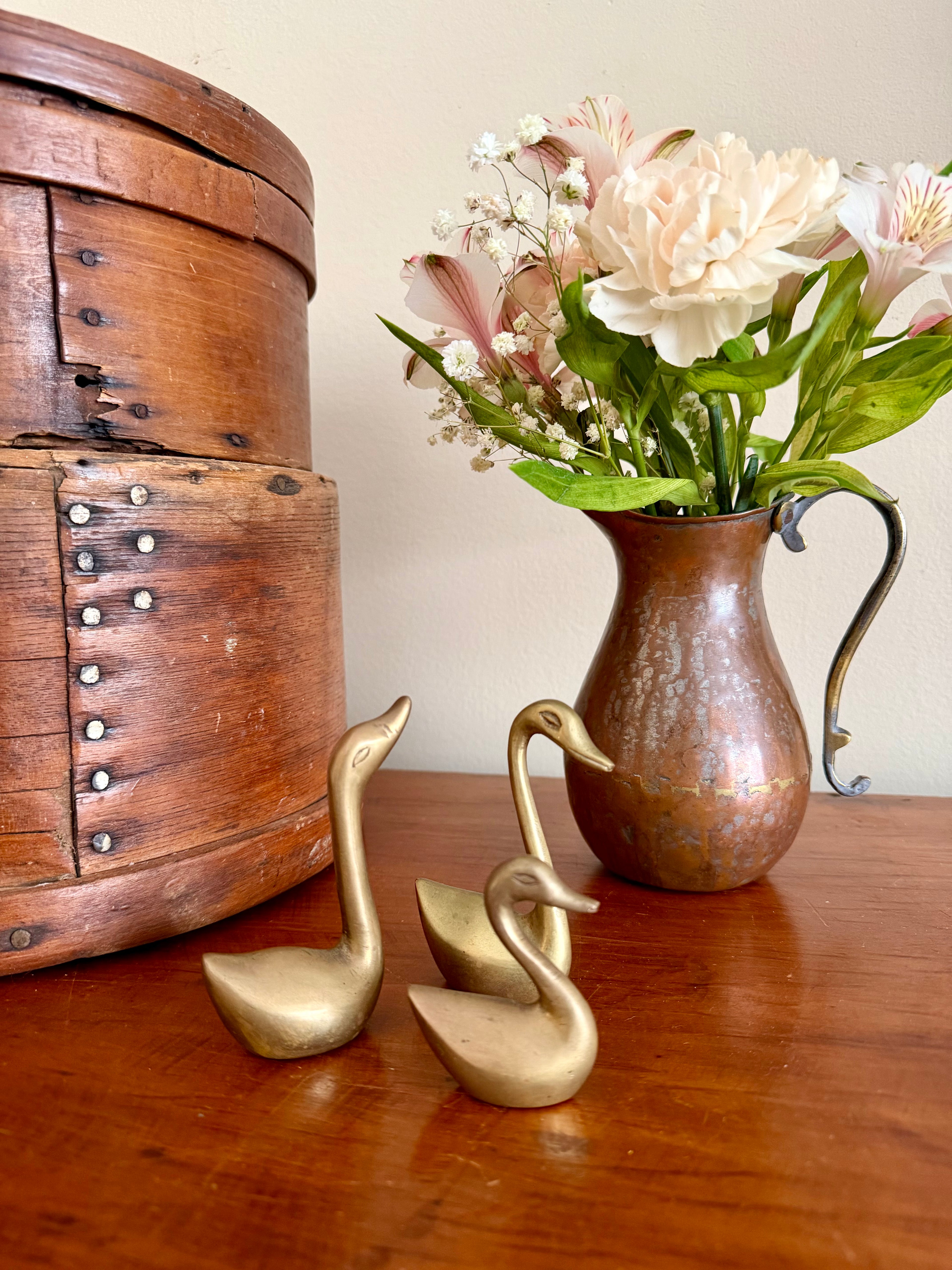Set of 3 Small Brass Swans