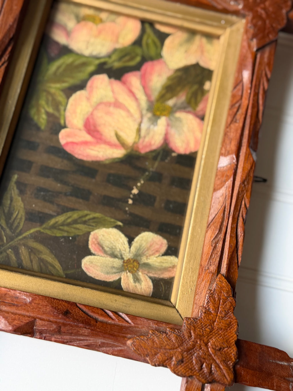 Antique Downsized Oil in Adirondack Frame