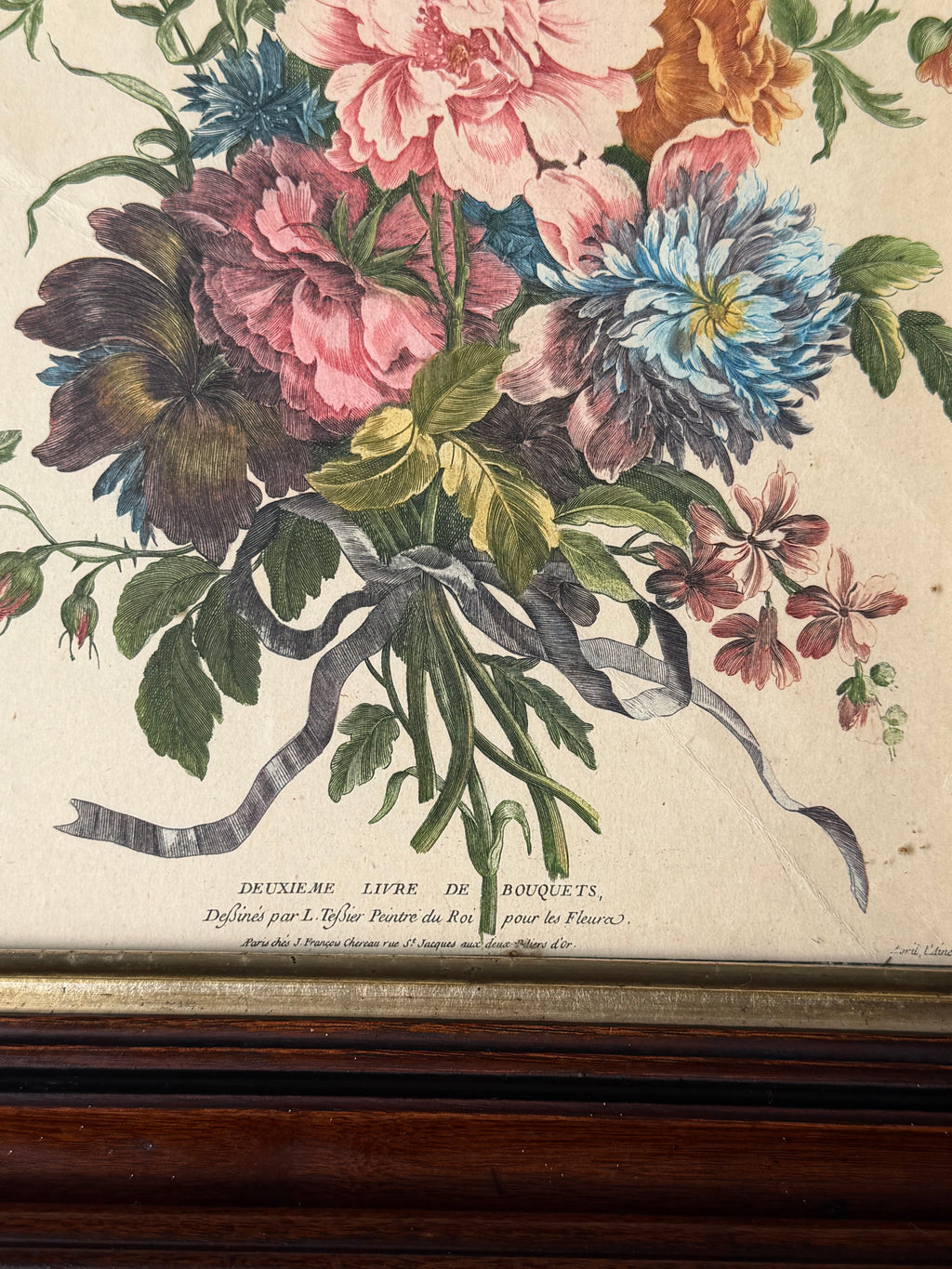 Antique Floral in Deep Wooden Frame