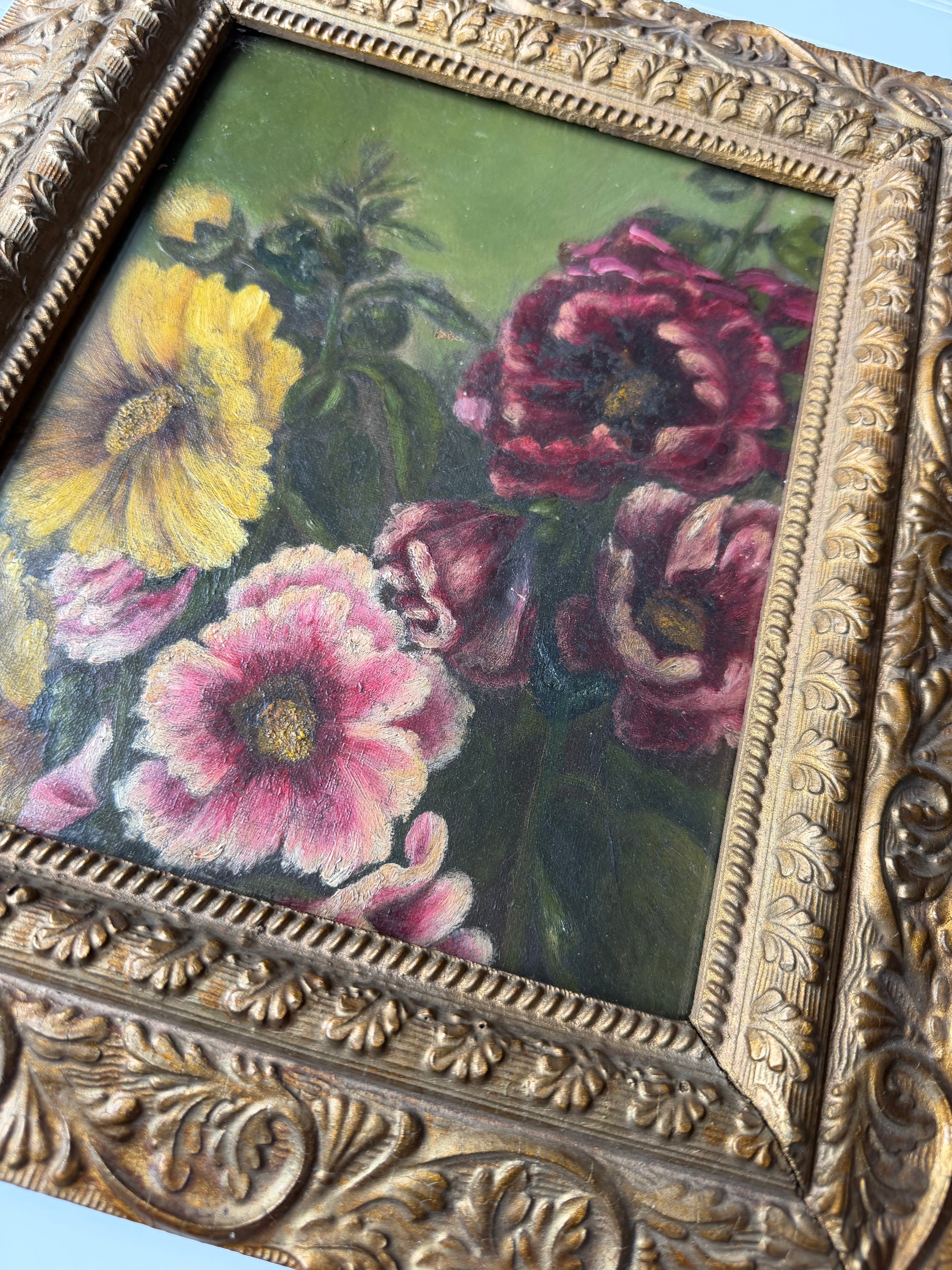 Antique Downsized Oil in Guilt Frame