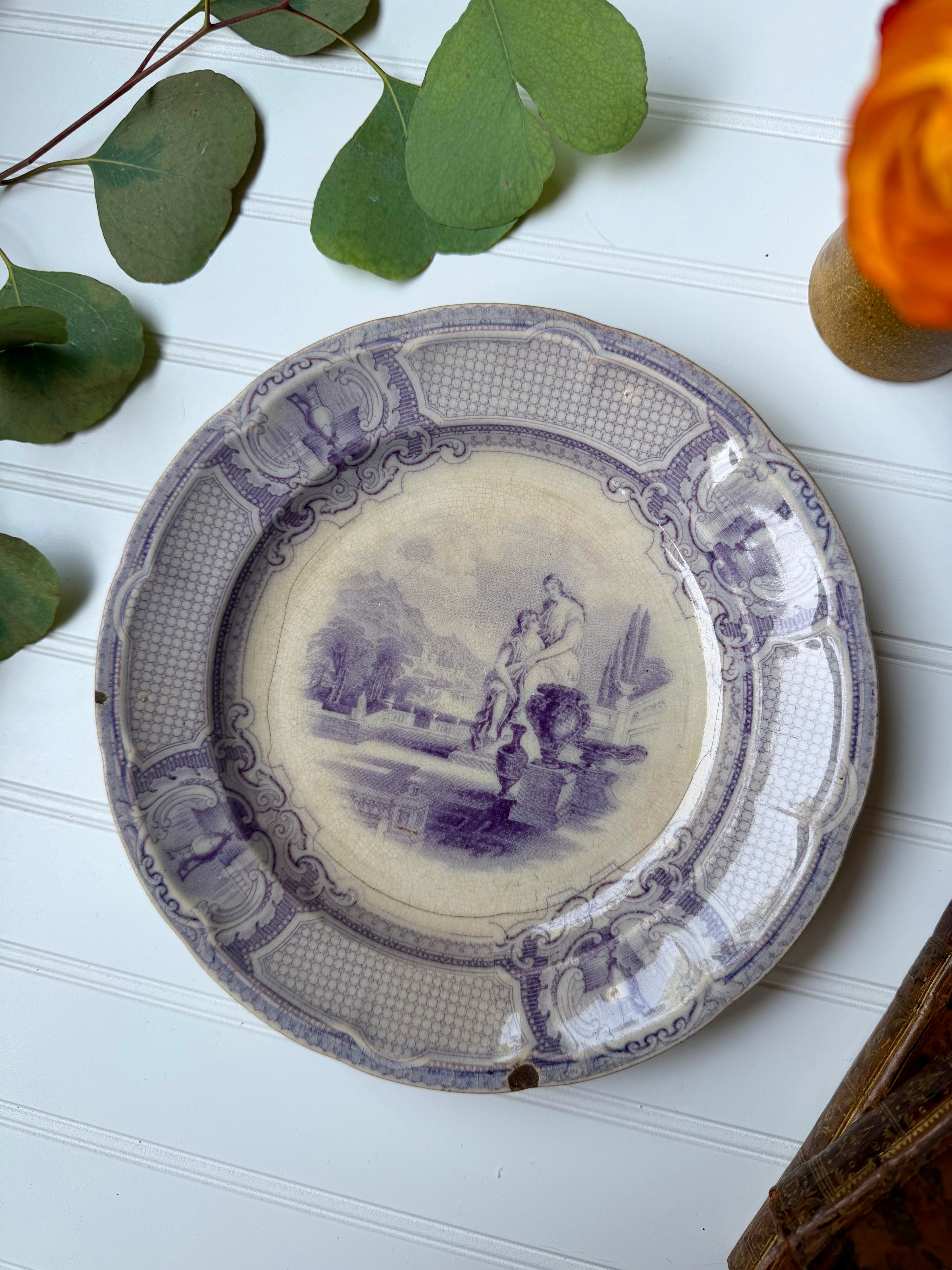 Antique Purple Transferware Plate (circa 1852)