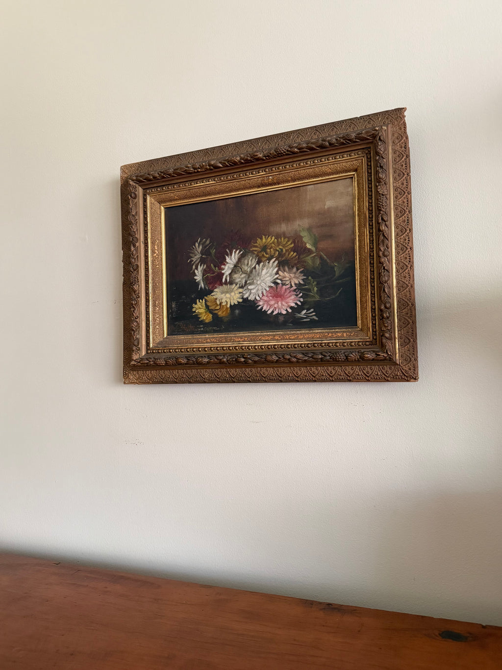 Antique Floral Oil Painting