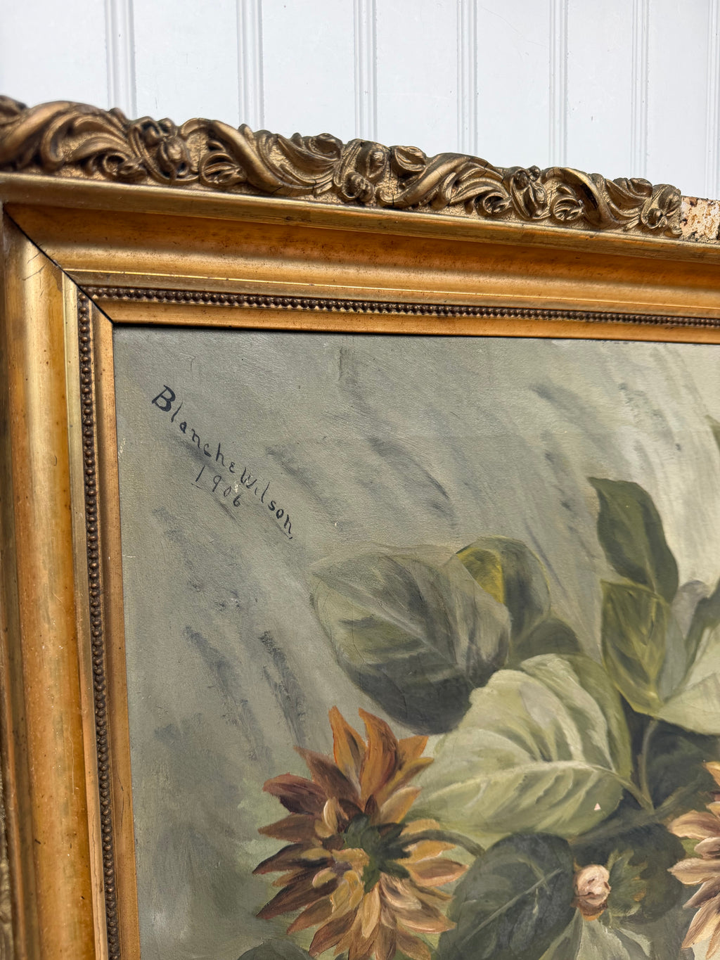 Antique Framed Oil Yard Long on Canvas (1907)