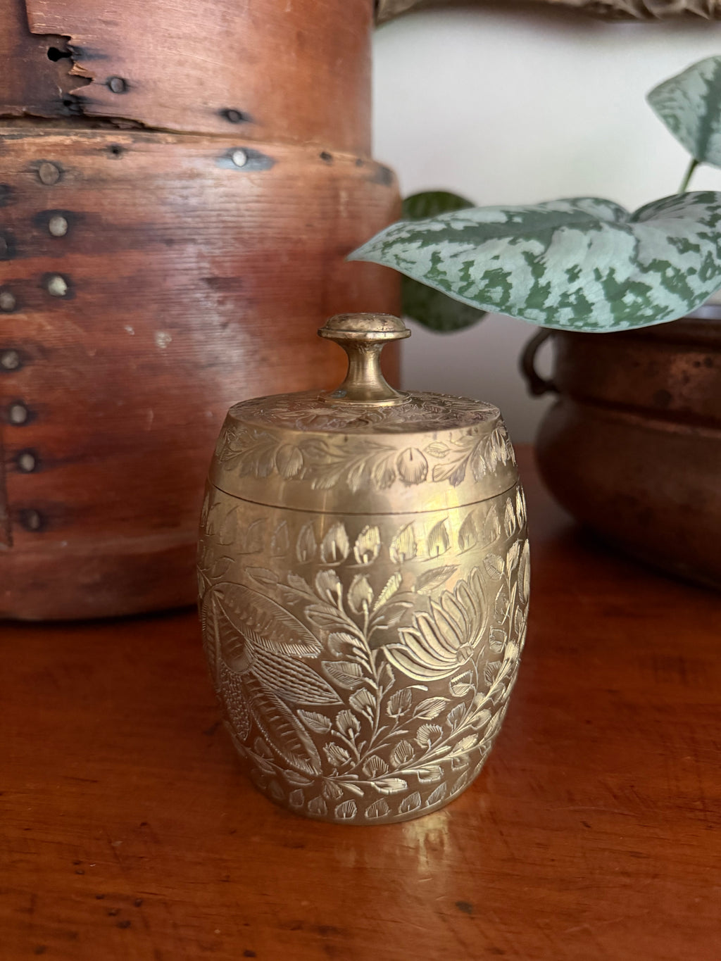Brass Etched Lidded Dish