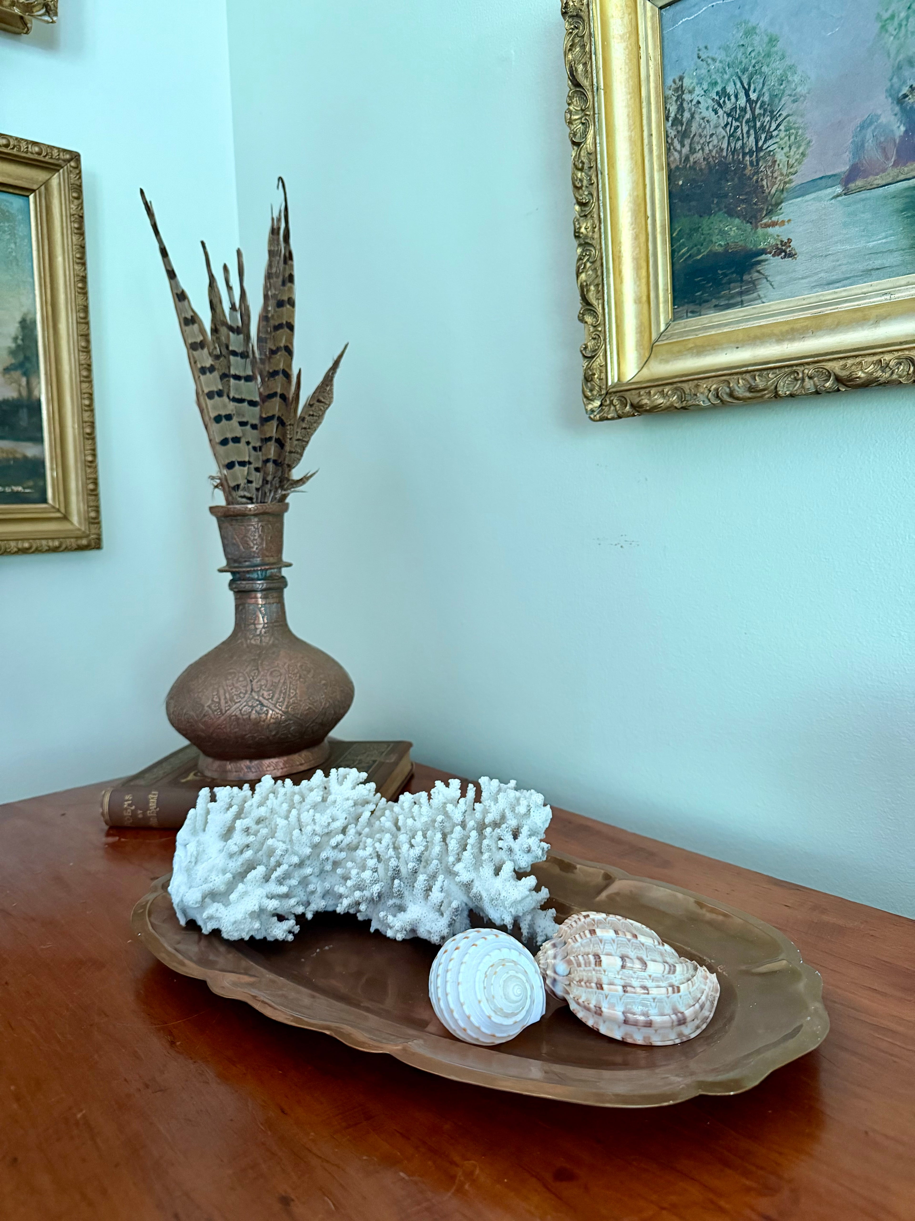 Scalloped Oval Copper Catchall Tray