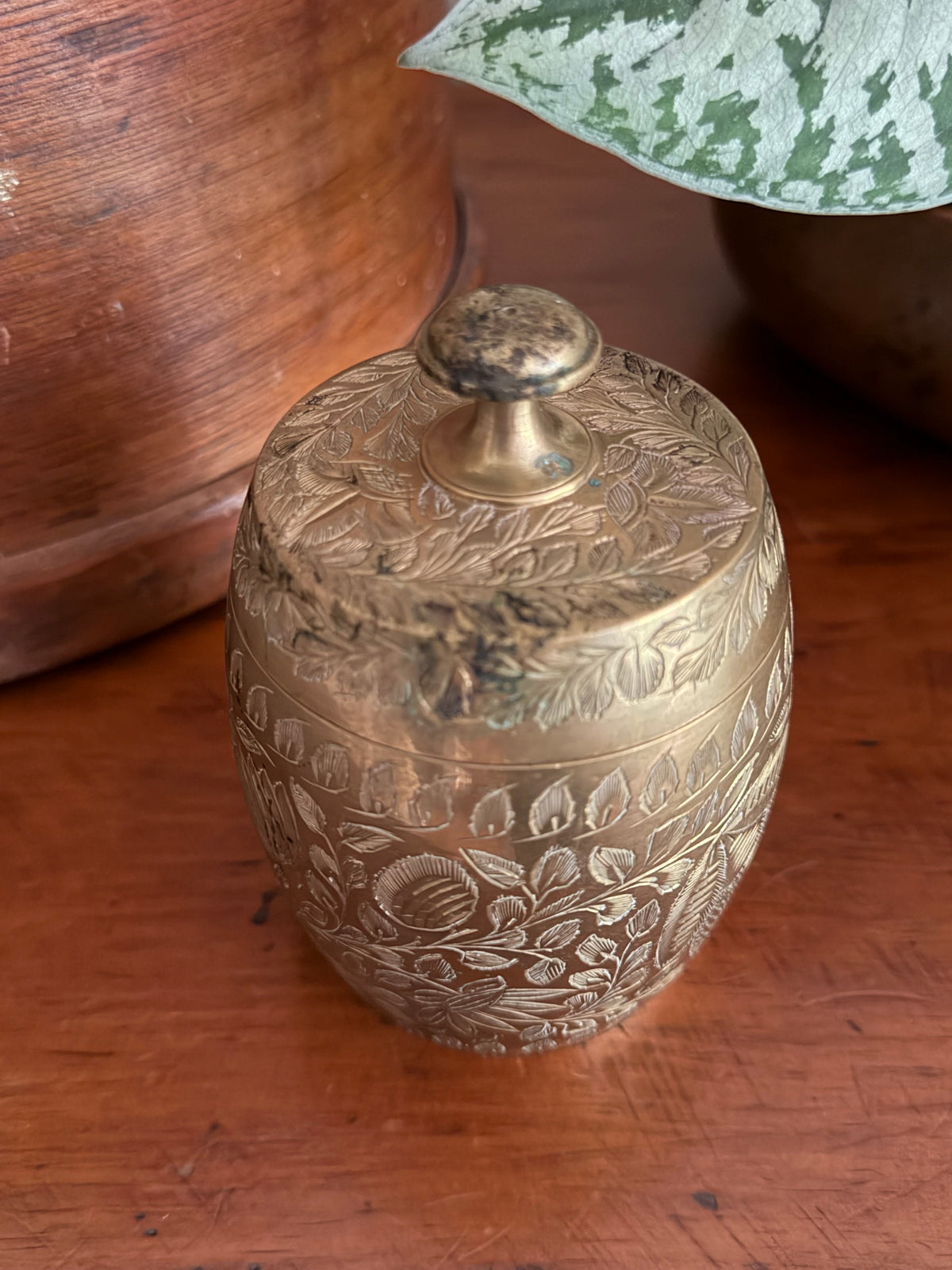 Brass Etched Lidded Dish