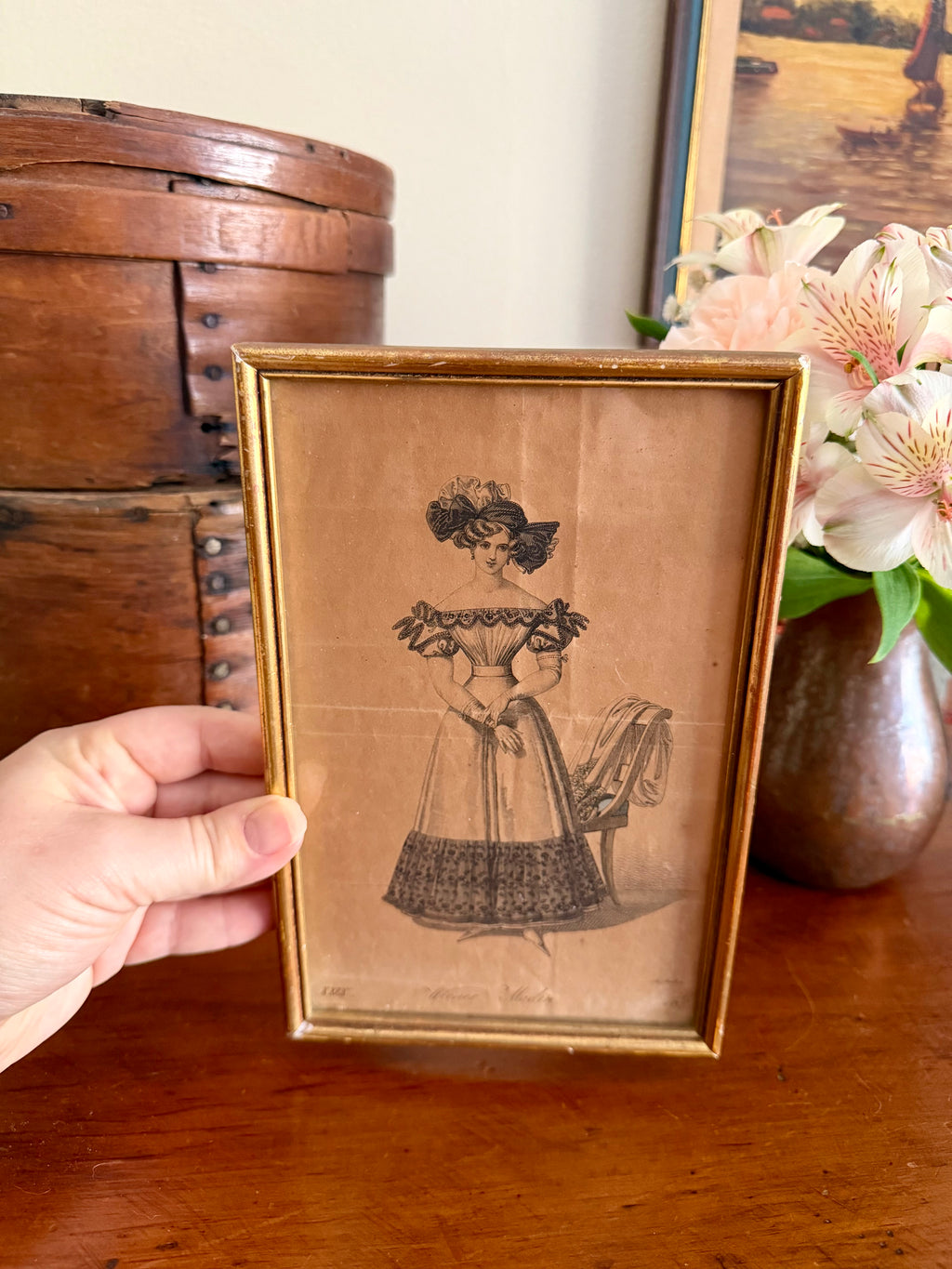 Antique Hand-Colored Fashion Engraving