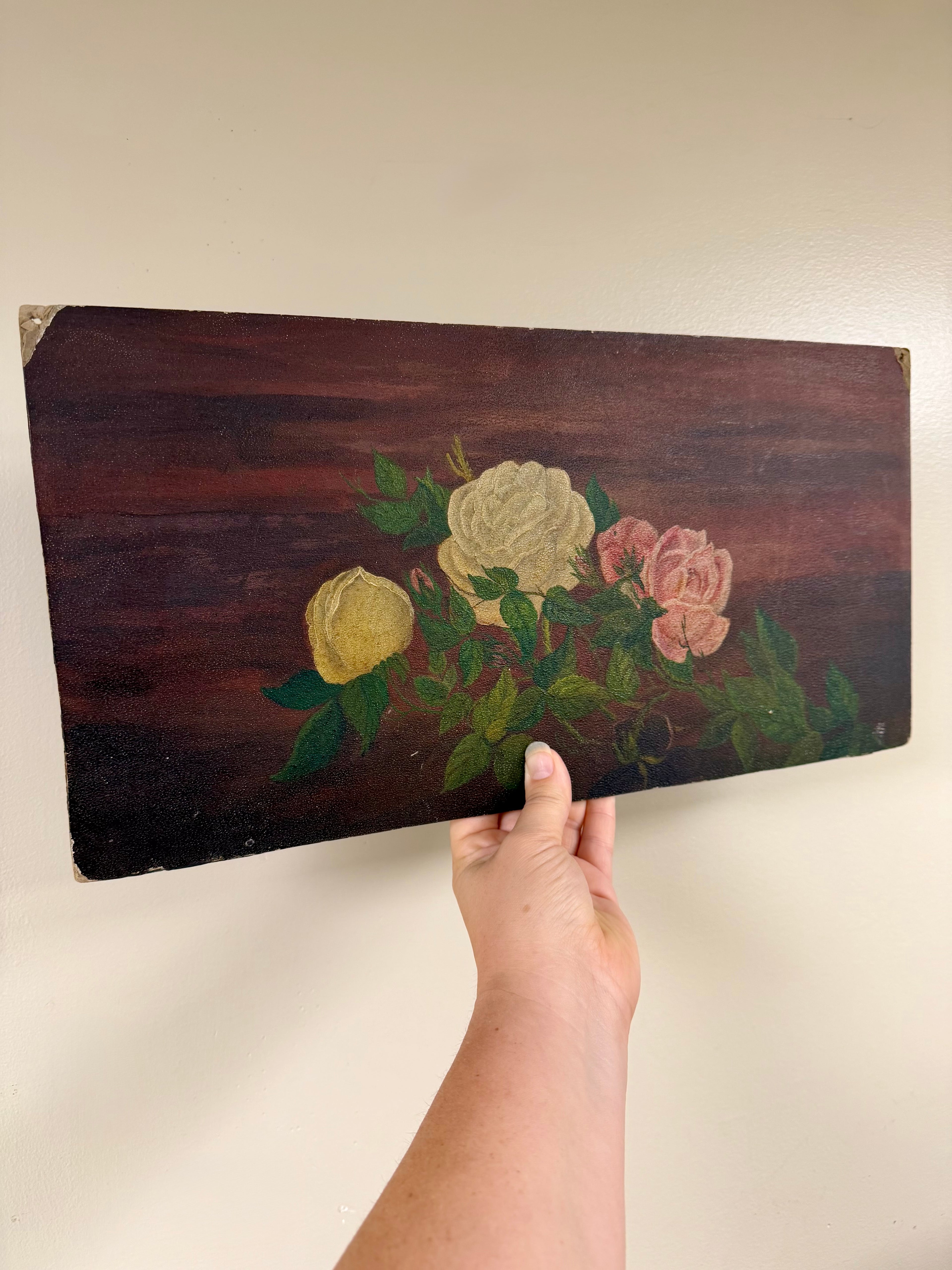 Oil Painting on Board: Roses