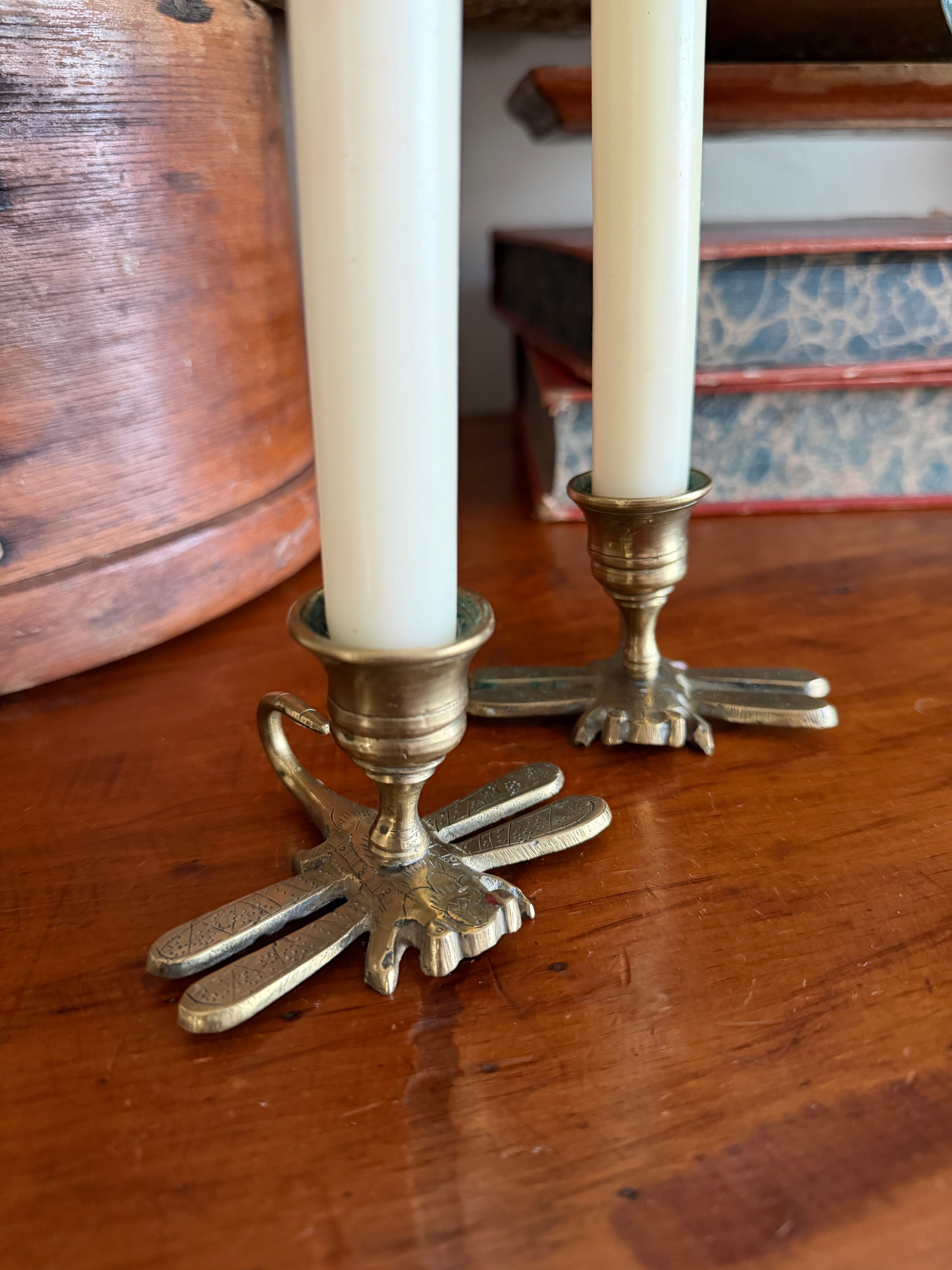 Brass Dragon Fly Candle Holders