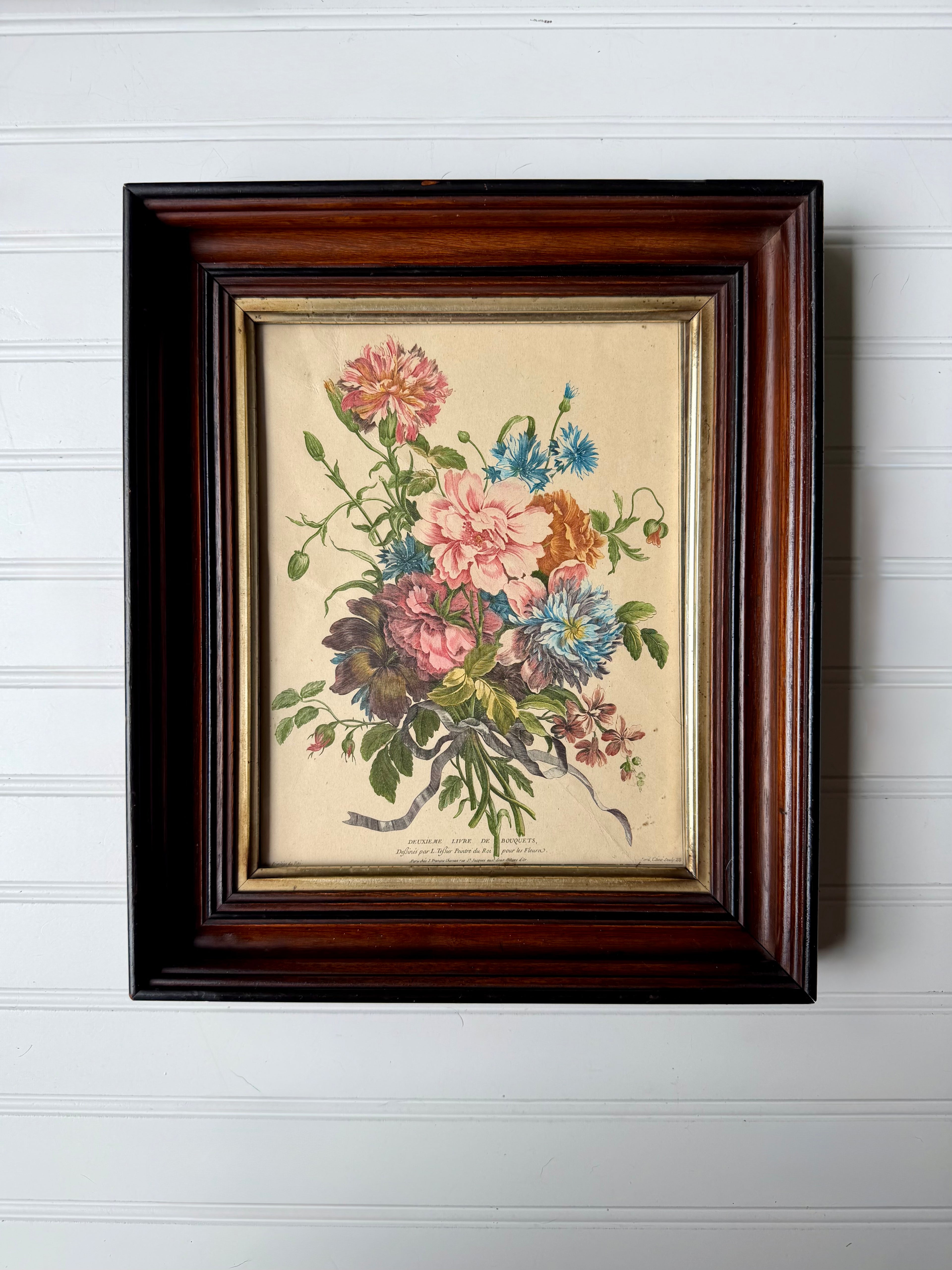 Antique Floral in Deep Wooden Frame