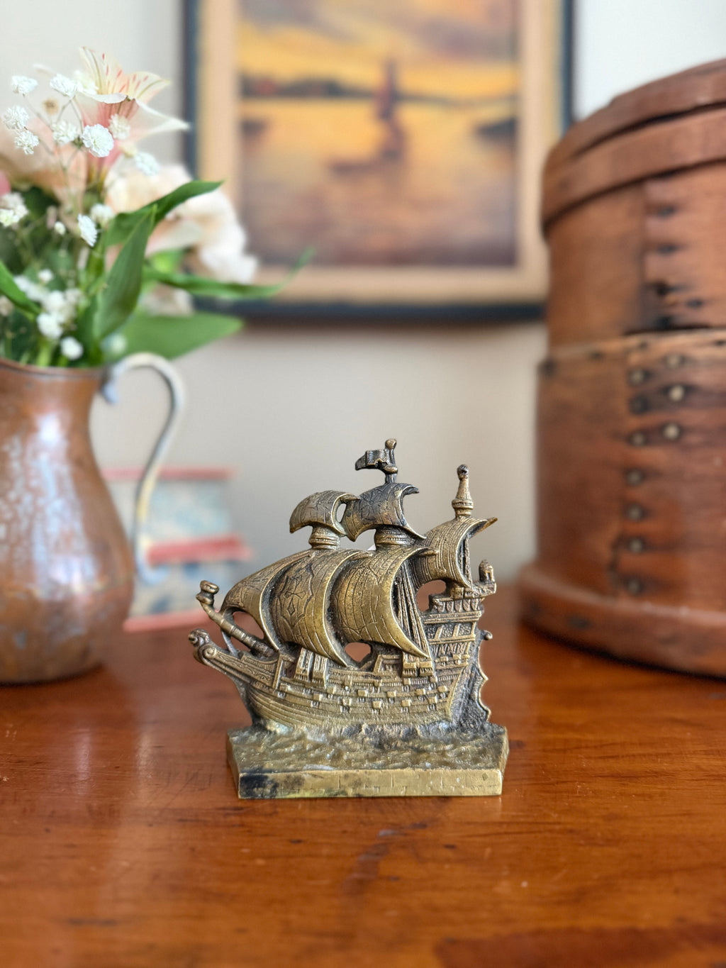 Vintage Cast Brass Bookend