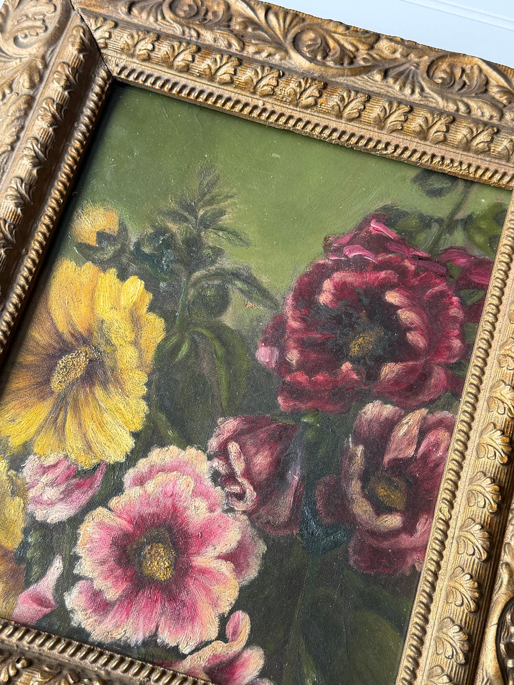 Antique Downsized Oil in Guilt Frame
