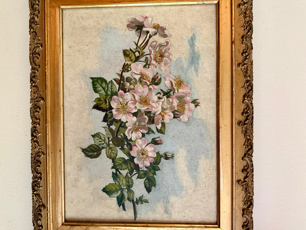 Antique Dogwood Oil Painting on Canvas (1888)