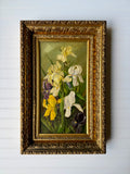 Antique Iris Oil on Canvas in Deep Guilt Frame