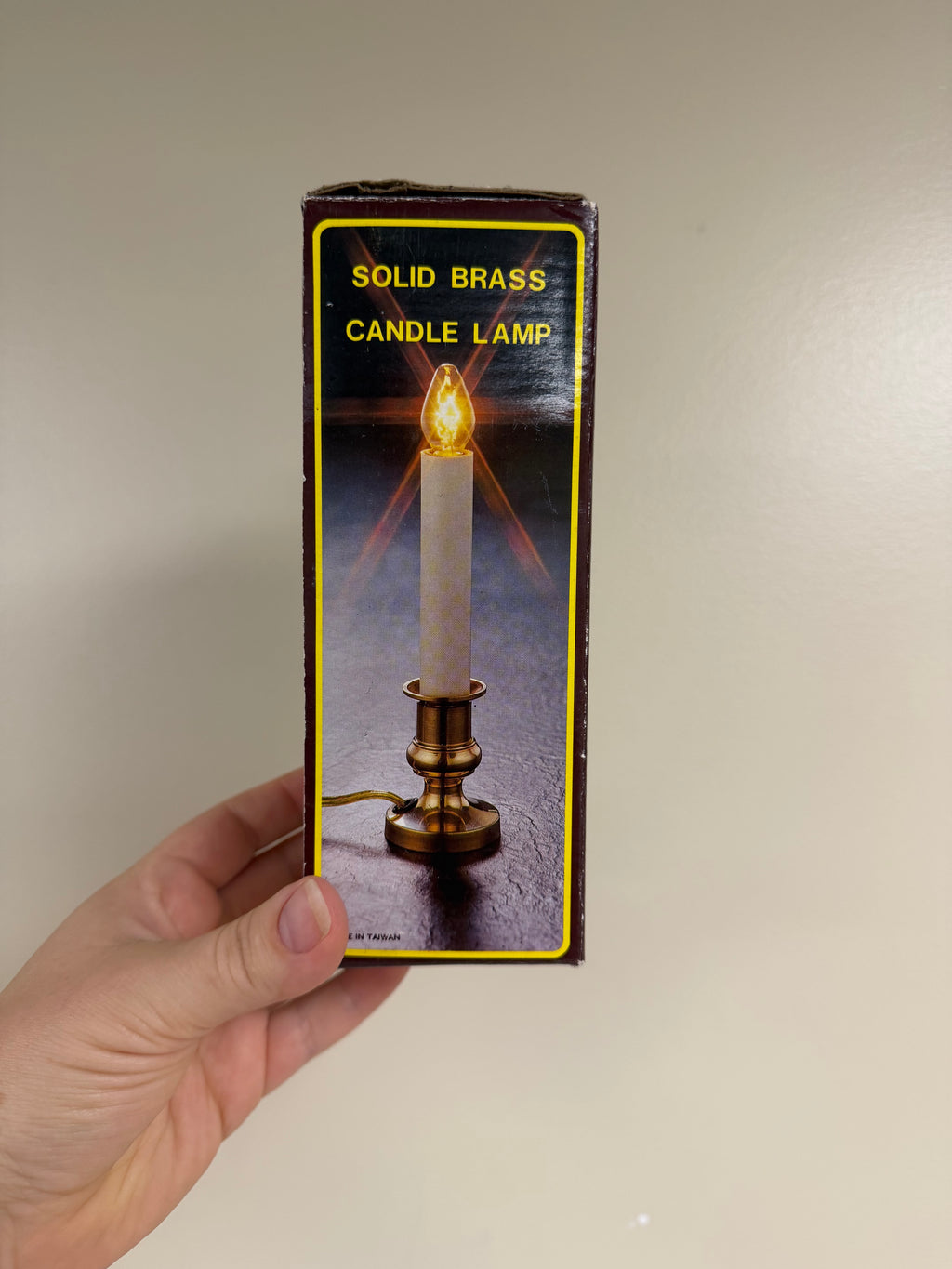 Brass Candle Lamp with Seagrass Shade