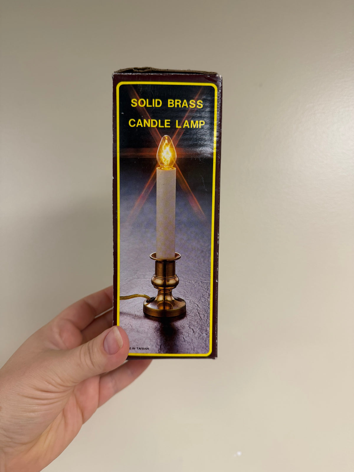 Brass Candle Lamp with Seagrass Shade