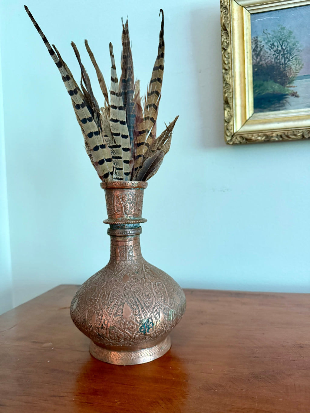 Indo-Persian tinned copper hookah (nargile) vessel