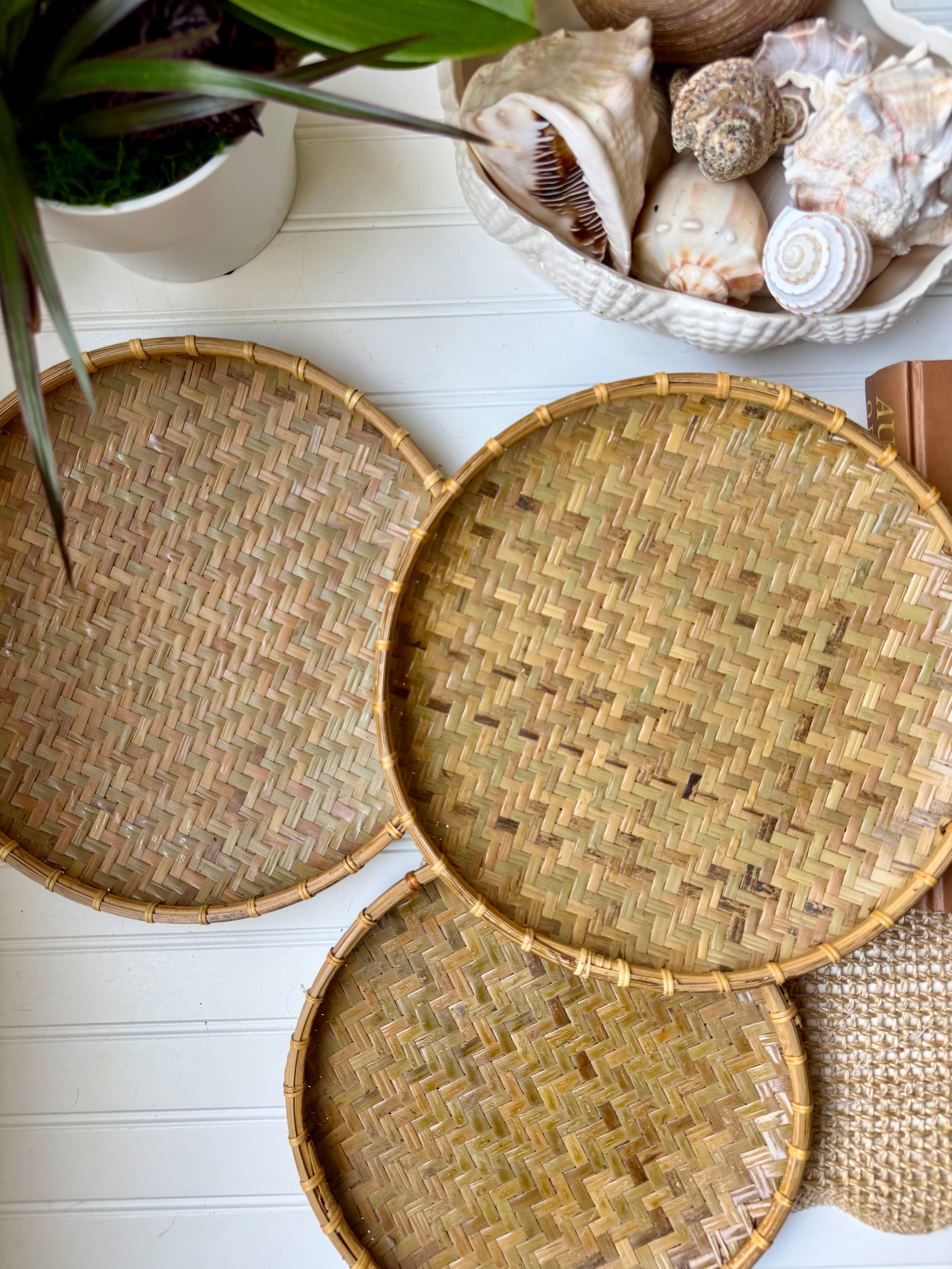 Artisan Handwoven Bamboo Trays (Set of 3)