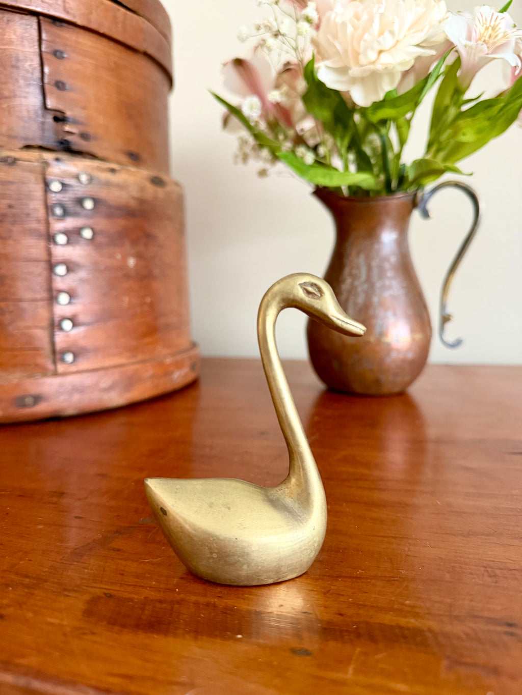 Set of 3 Small Brass Swans