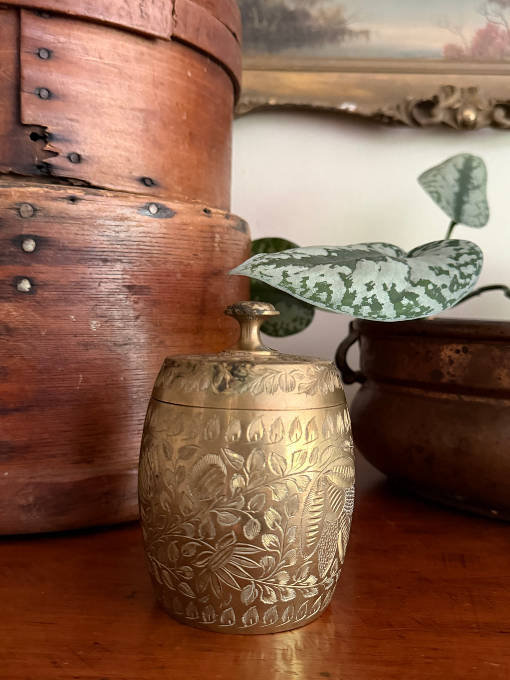 Brass Etched Lidded Dish