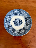 Antique Flow Blue and White Rose Plate