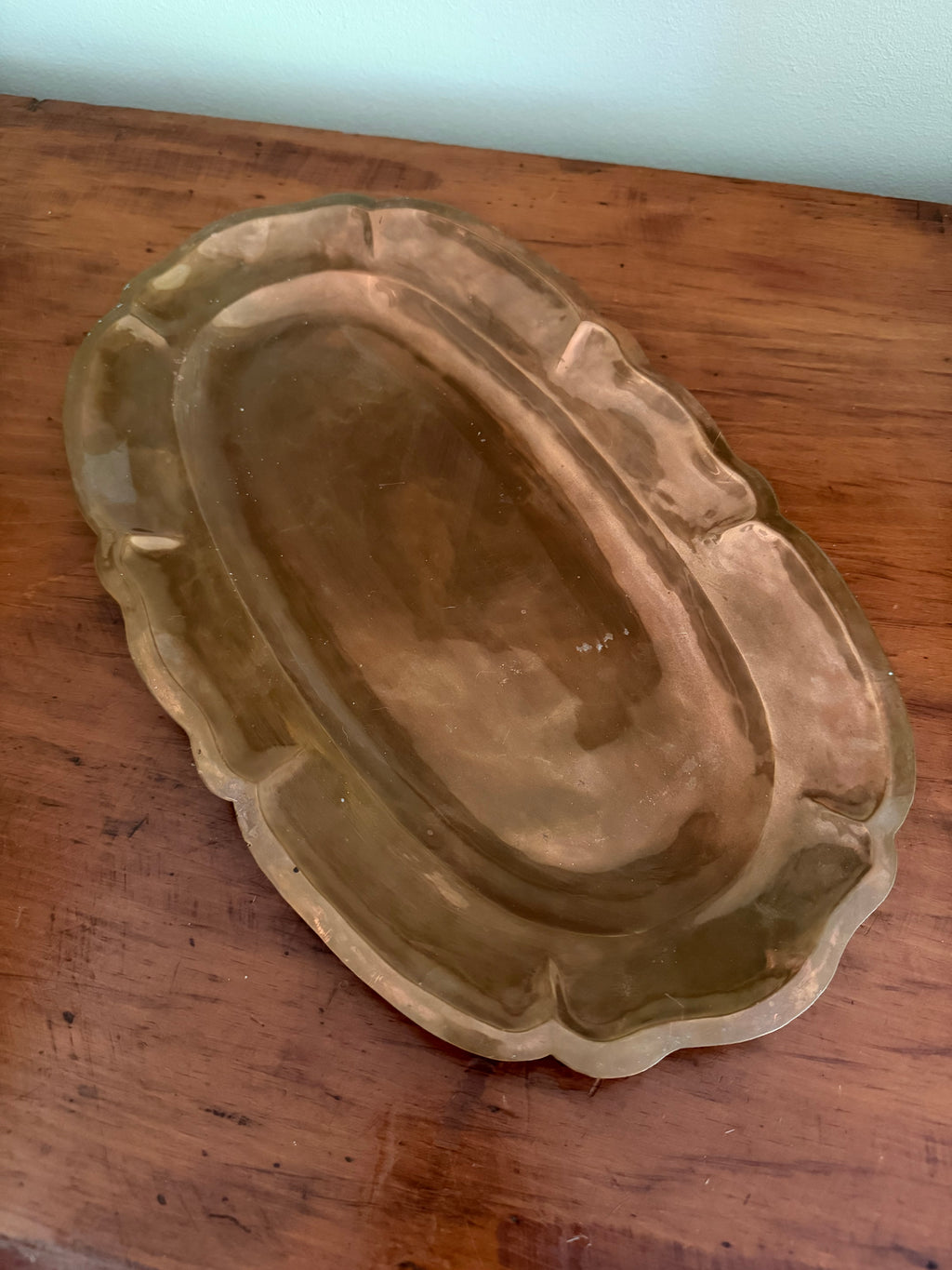 Scalloped Oval Copper Catchall Tray