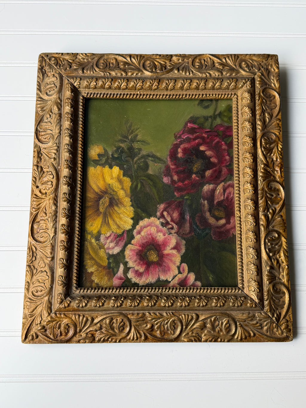 Antique Downsized Oil in Guilt Frame