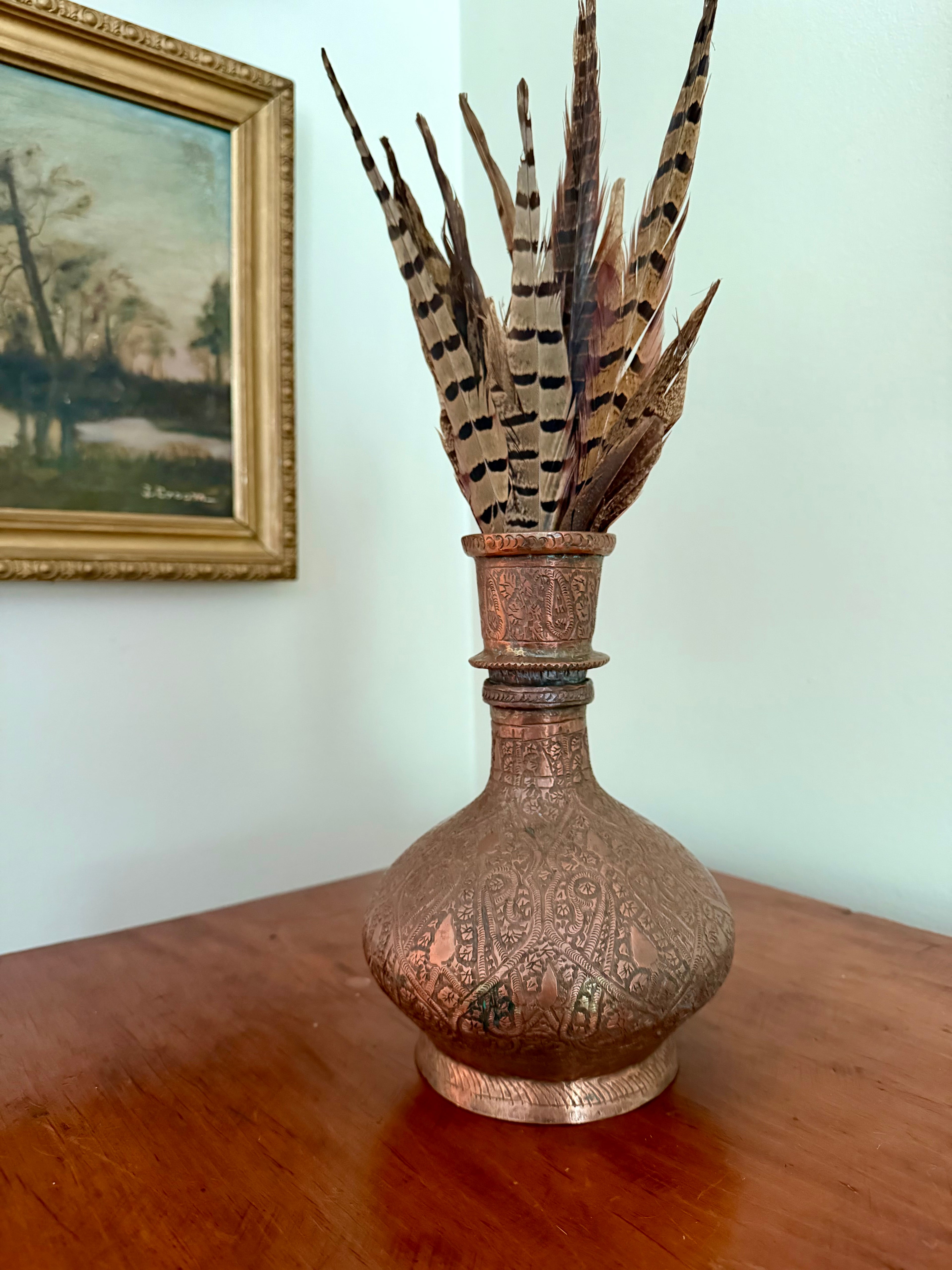 Indo-Persian tinned copper hookah (nargile) vessel