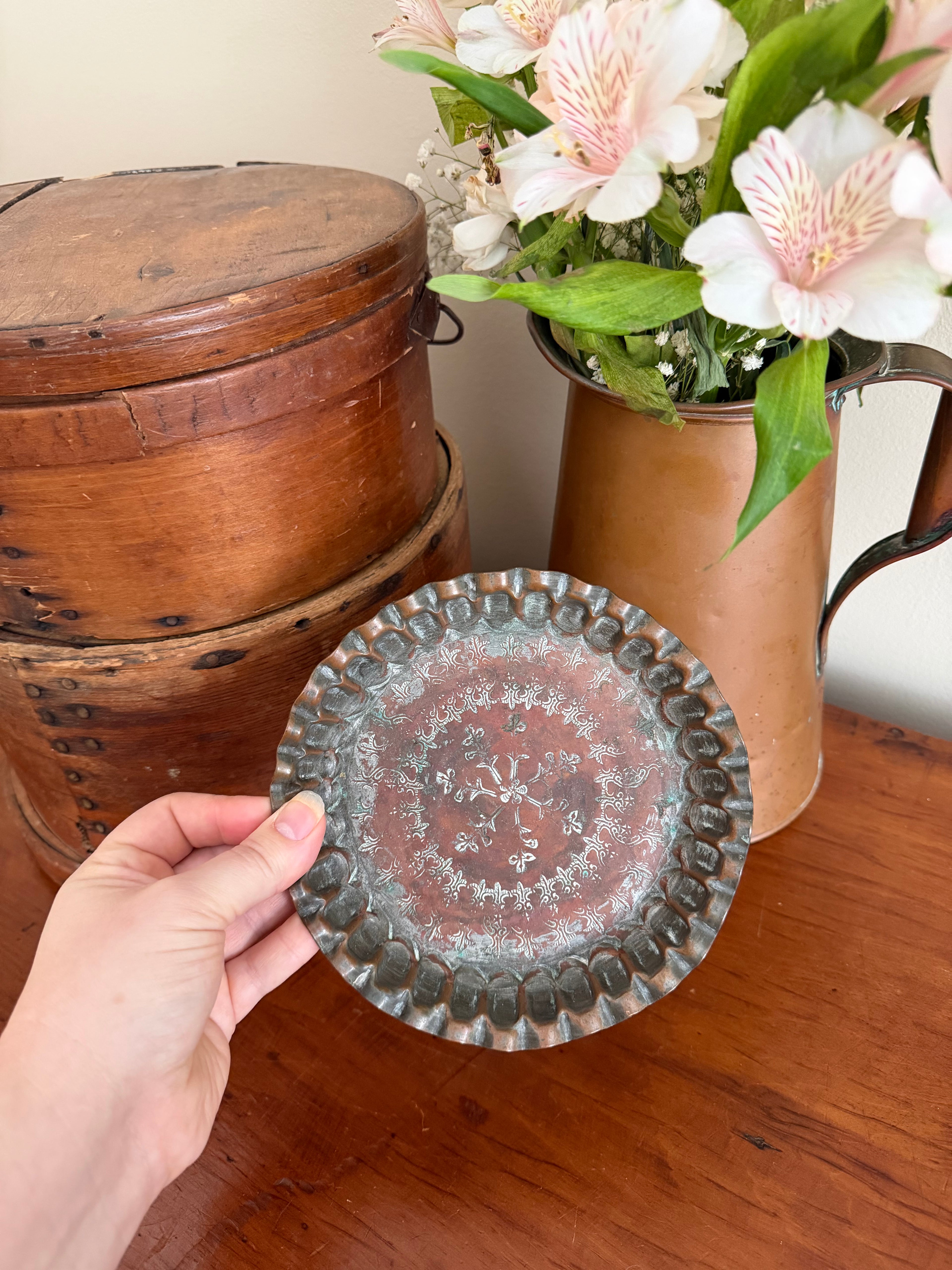 Etched Copper Plate Trinket Dish