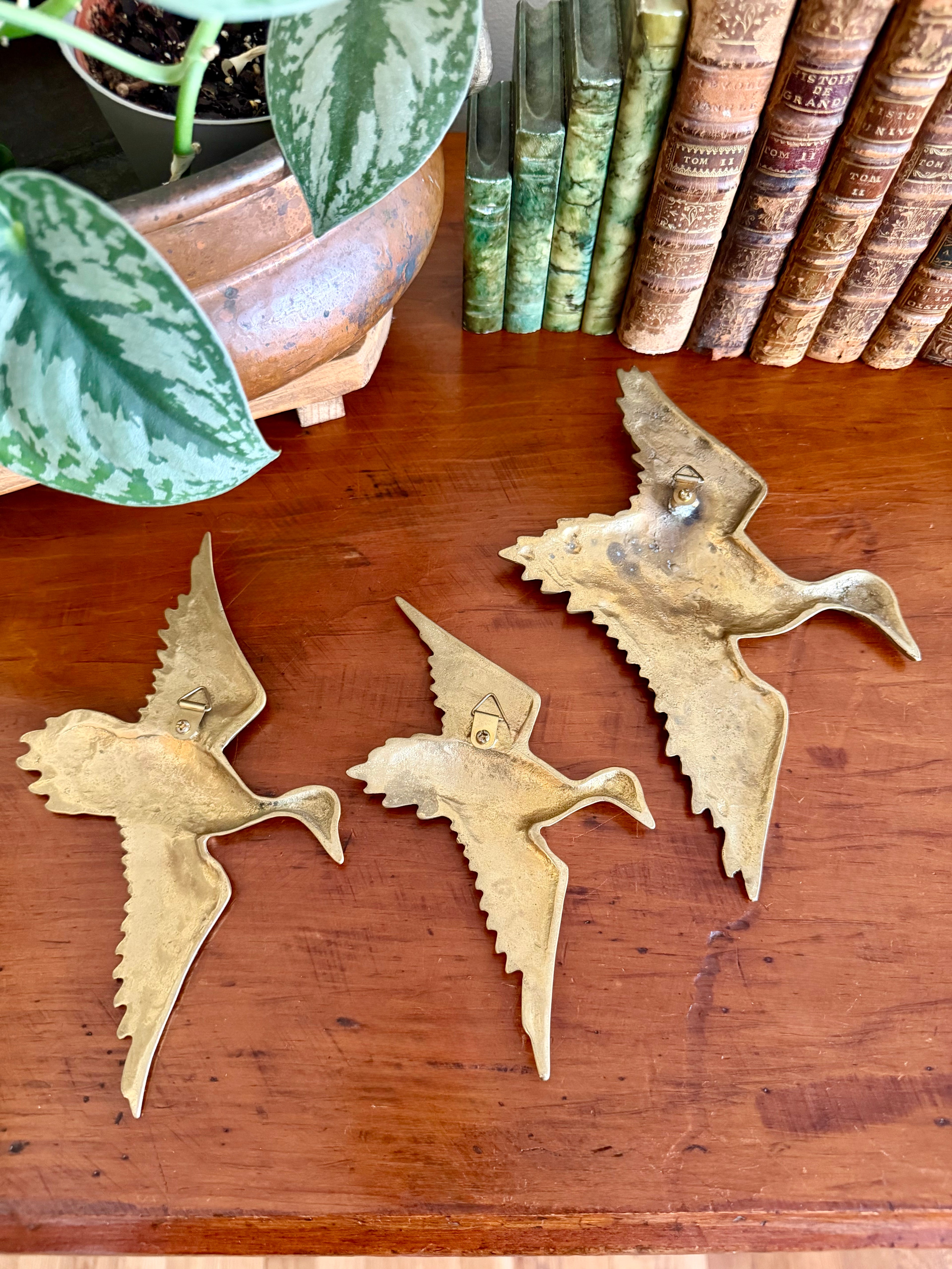 Set of 3 Hanging Brass Ducks