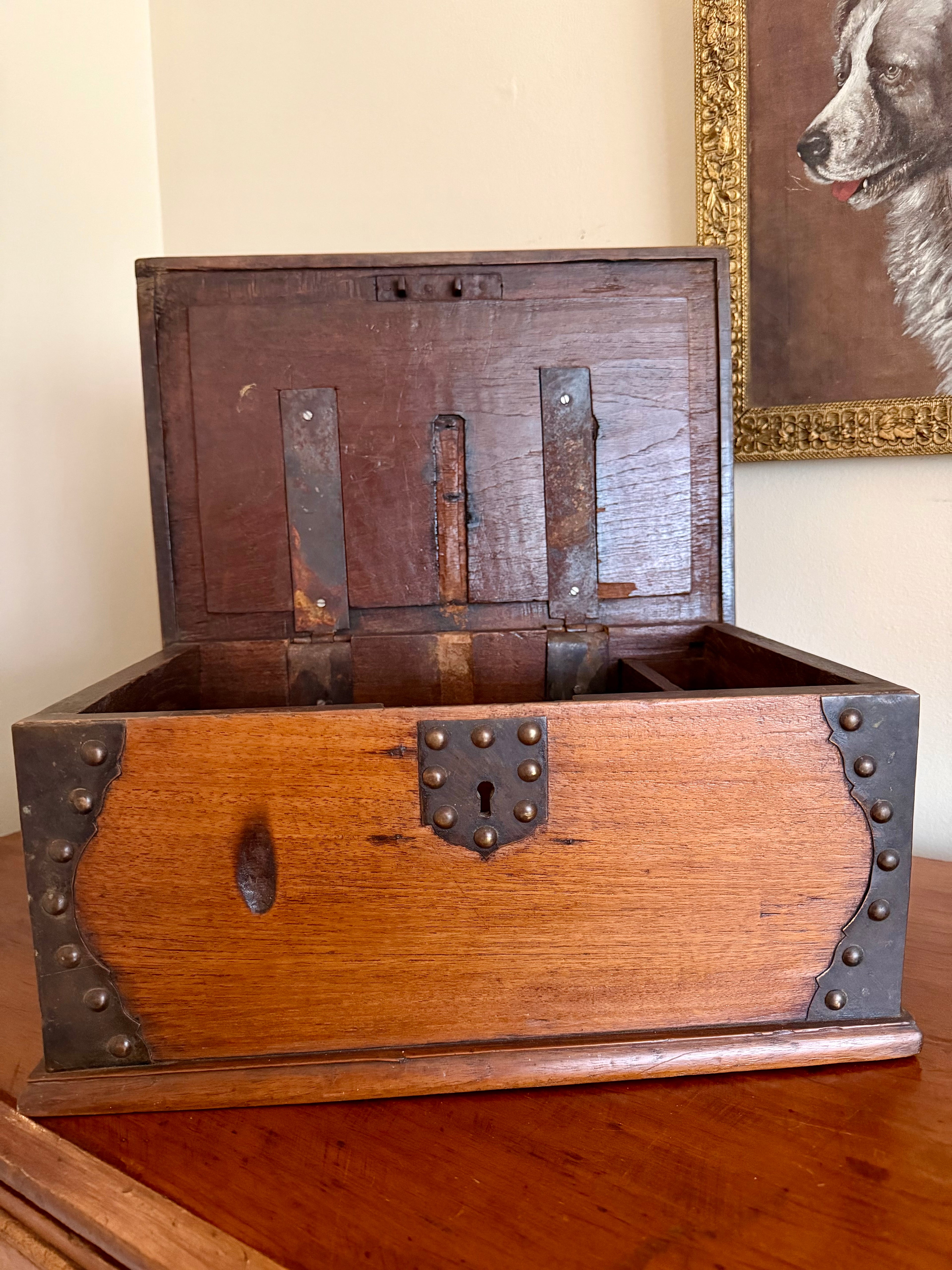 Antique Table Top Wooden Trunk Box