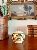 Hand-Painted Limoges Porcelain Lidded Sugar Bowl / Bonbonnière with Parrot Motif