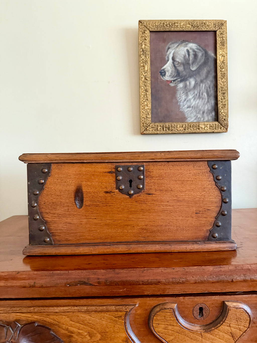Antique Table Top Wooden Trunk Box