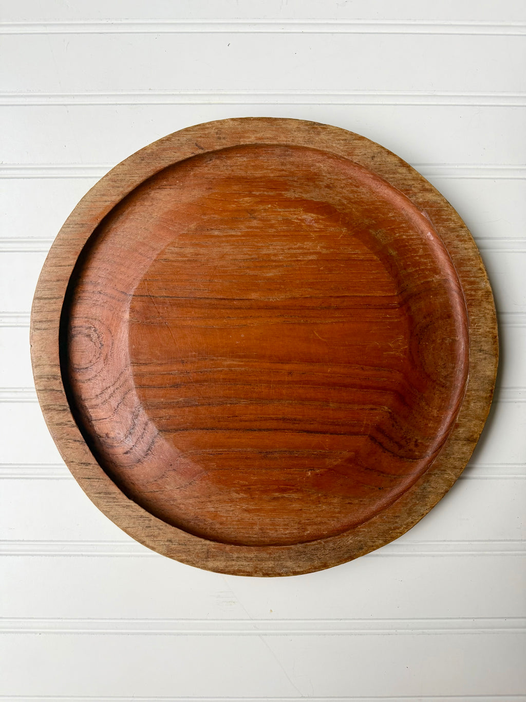Hand-Carved Vintage Floral Platter Style Tray